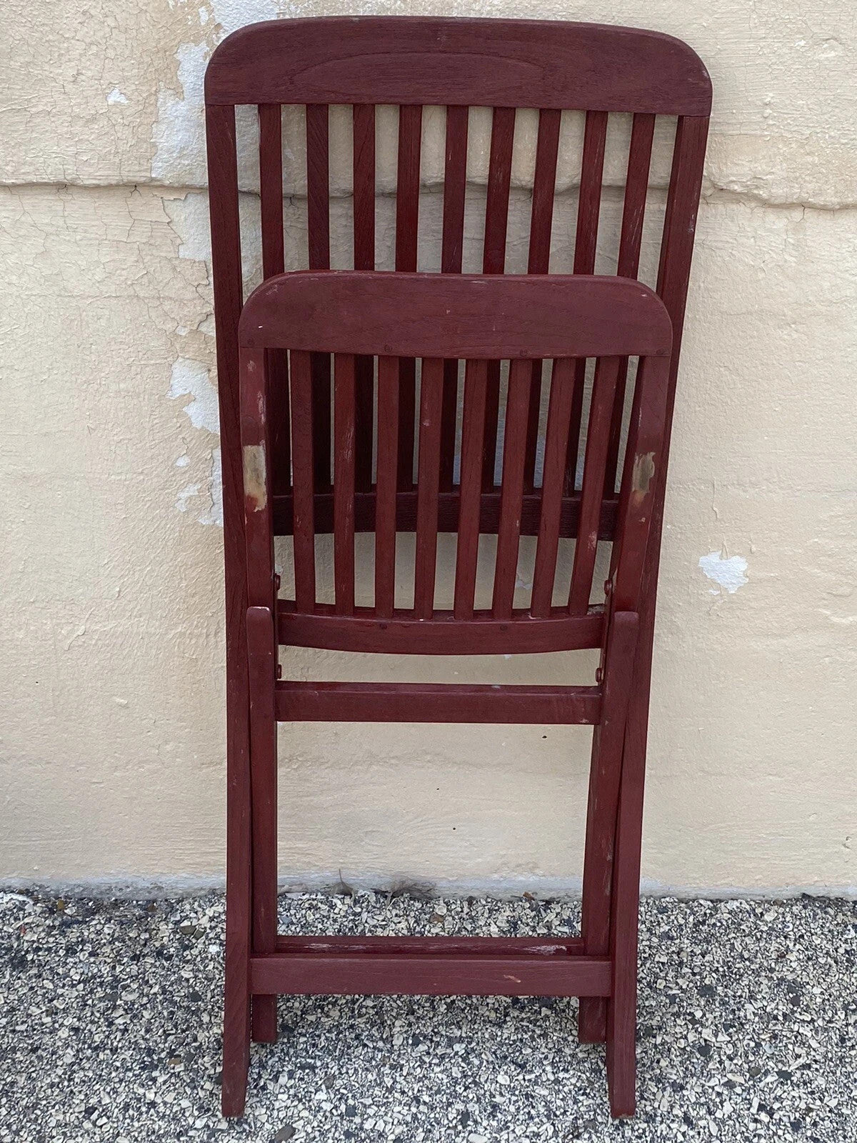 Slatted Teak Wood Garden Patio Folding Chairs by Outdoor Classics - Set of 4