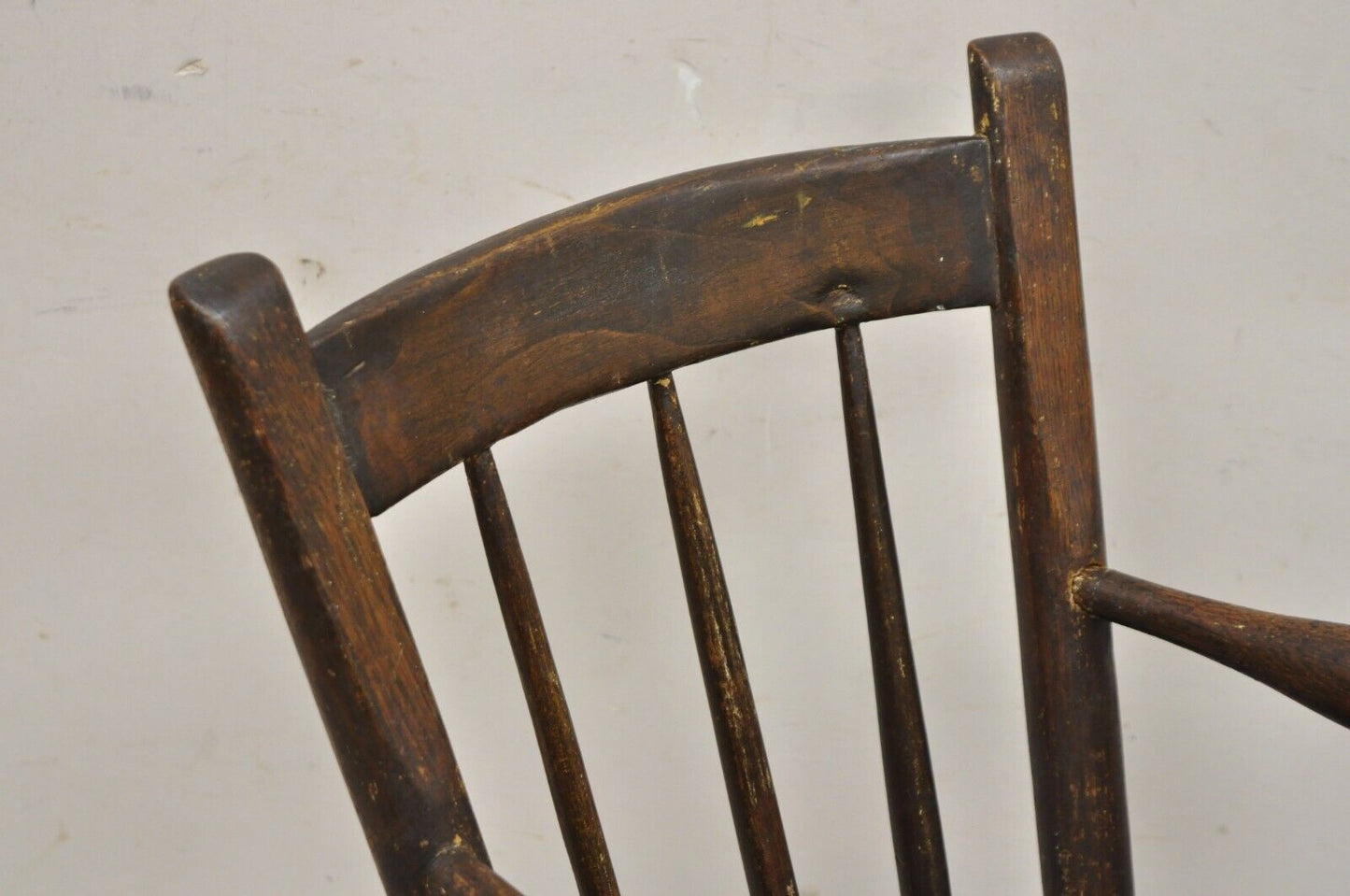 Antique French Country Primitive Provincial Oak Wood Small Child's High Chair