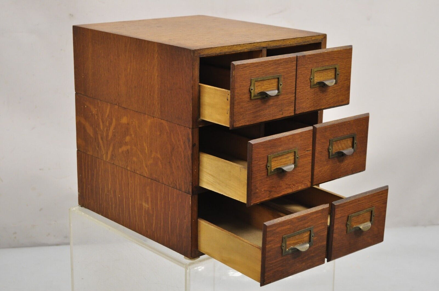 Antique Weis Mission Arts & Crafts Oak Stacking Letter File Cabinet - 3 Stack
