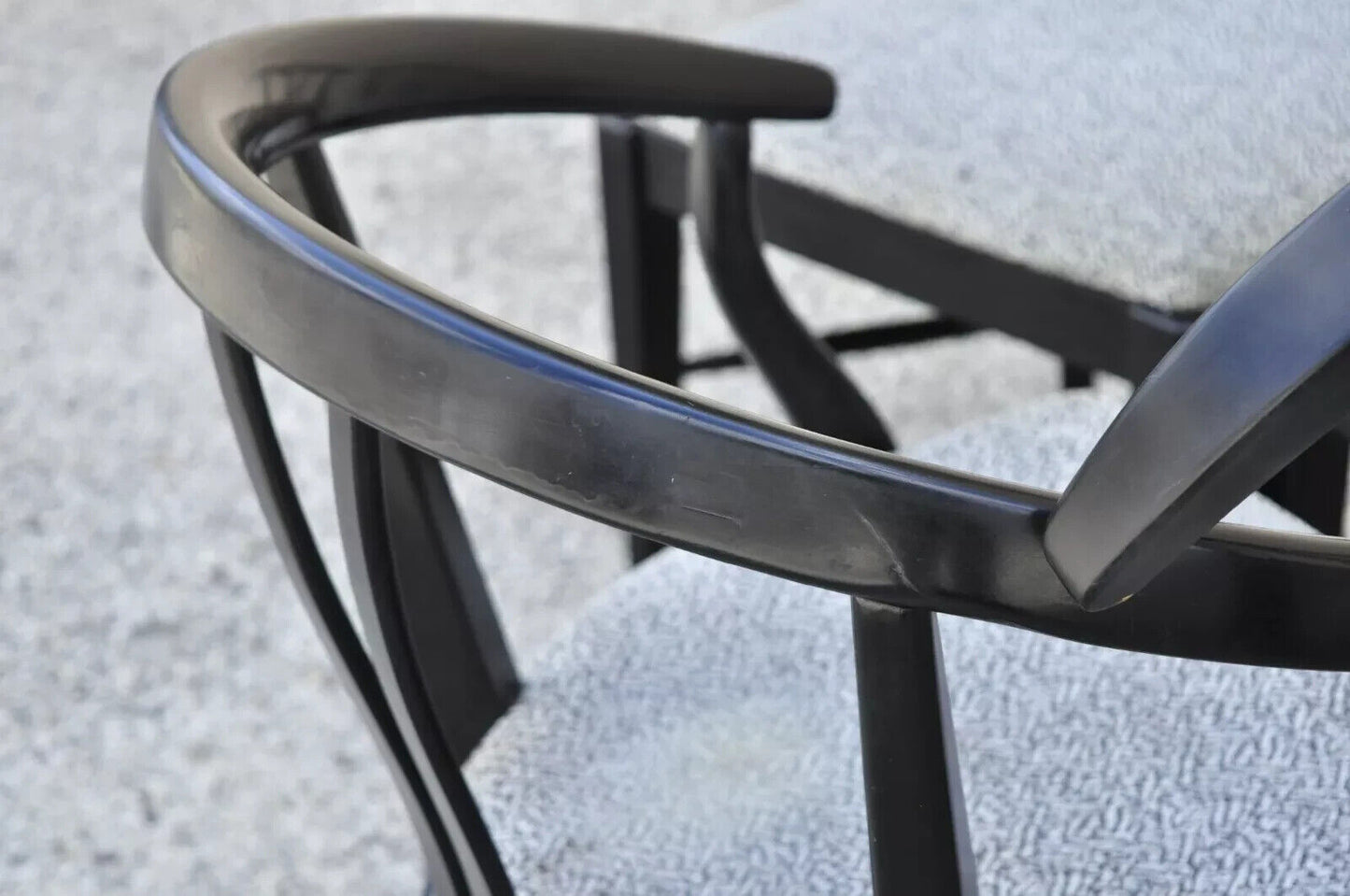 Mid Century Modern Black Lacquer Wishbone Dining Chairs by Blowing Rock Set of 6