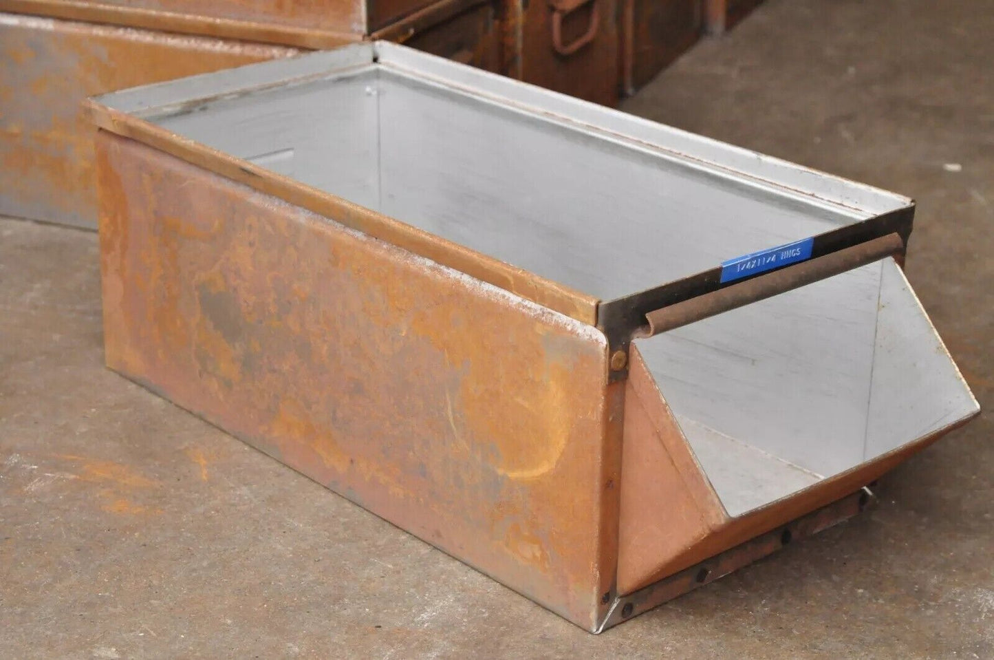Vintage Lyon Aurora IL Steel Metal American Industrial 23" Stackable Storage Bin