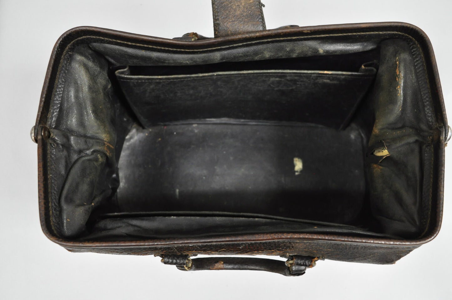 Vintage Art Deco Brown Cowhide Leather Doctor's Bag by Kruse