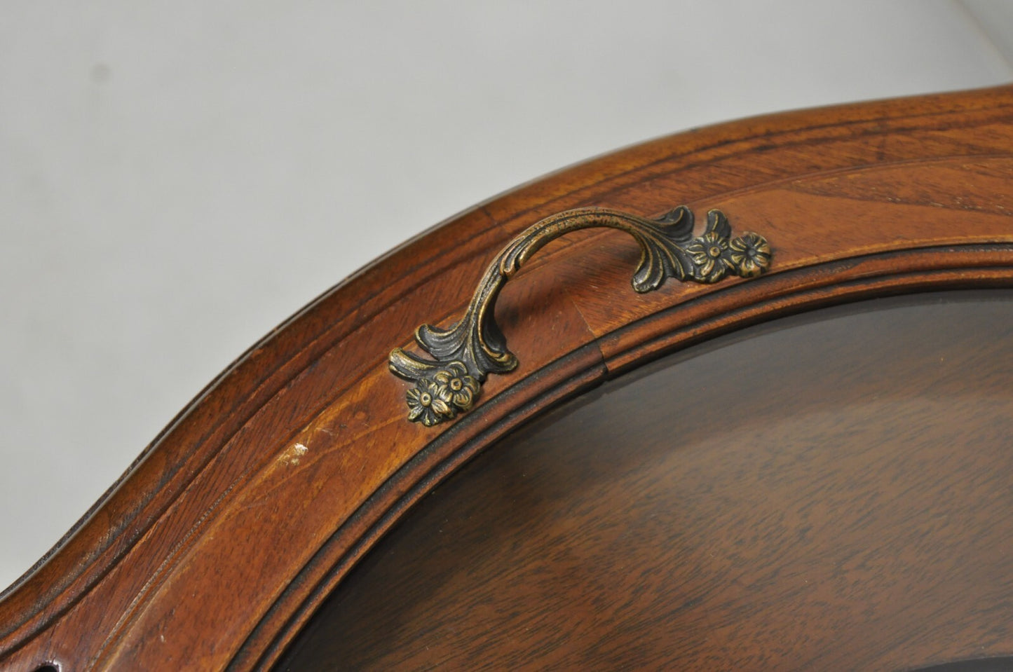 Antique French Renaissance Carved Female Dancer Walnut Display Tray Coffee Table