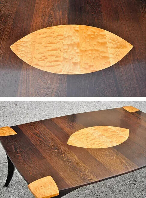 Jeffrey Greene Mid Century Arts & Crafts Birdseye Maple Inlay Dining Set - 7 pcs