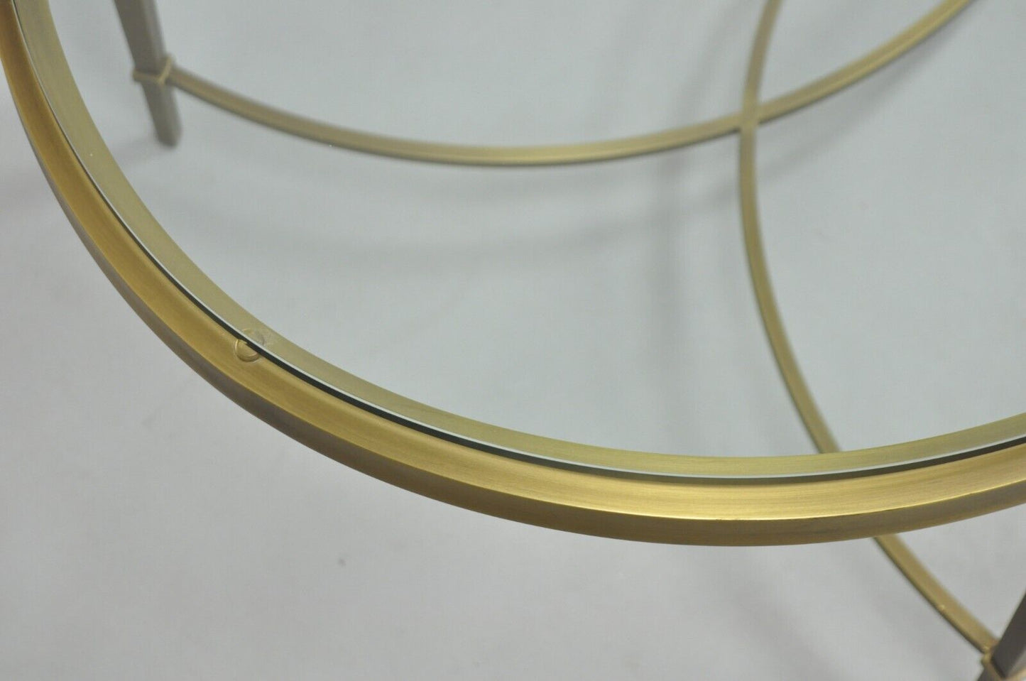 Thomas Pheasant for Baker Modern Oval Glass Top Brass Cocktail Coffee Table