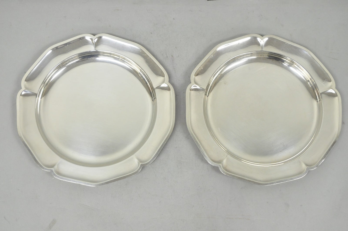 Vintage International Silver Co 221 Modern Silver Plated 12" Platter Dish - Pair