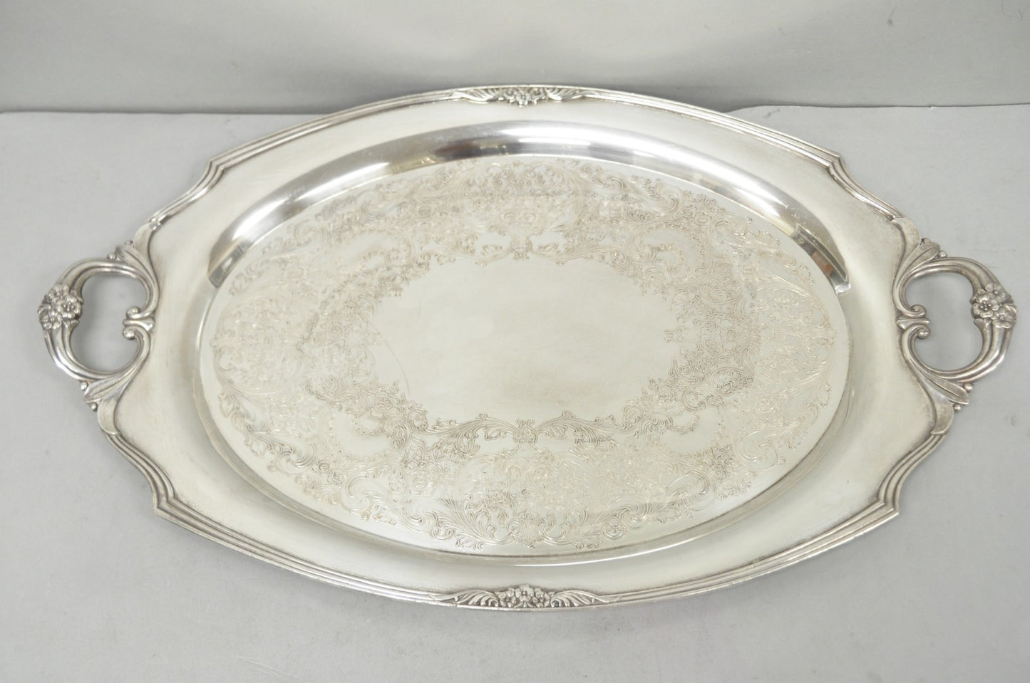 1847 Rogers Bros Eternally Yours Silver Plated Oval Serving Platter Butlers Tray
