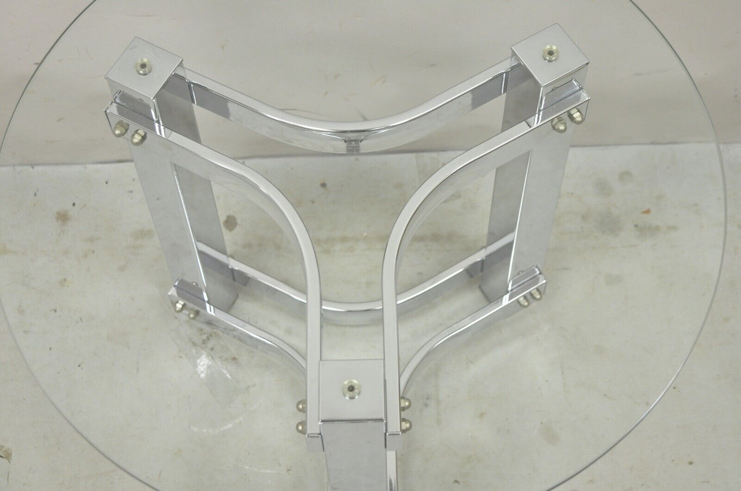 Vintage Chrome and Glass Mid Century Modern Space Age Round Accent Side Table