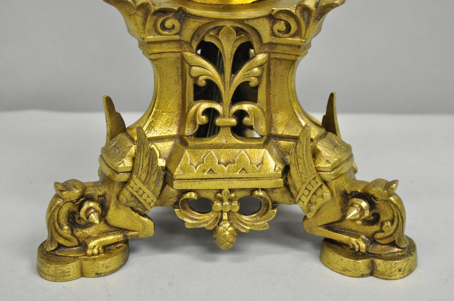 Antique French Empire Renaissance Bronze Maiden Candlestick Table Lamp