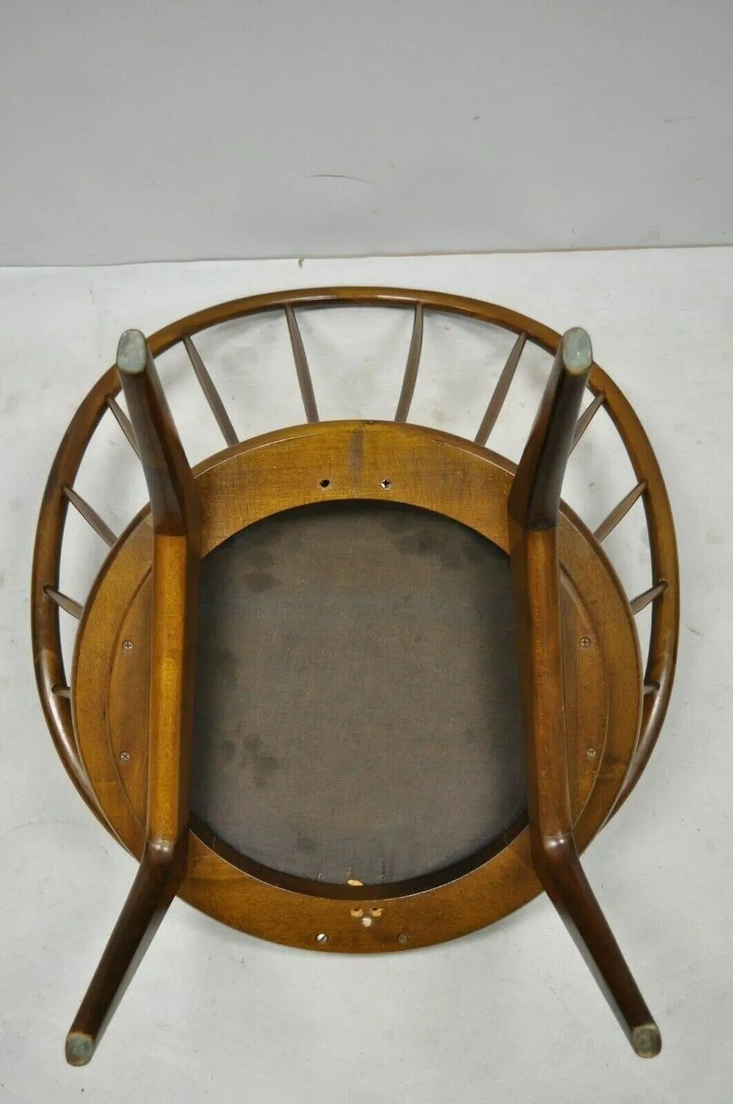 IB Kofod Larsen Selig Style Danish Modern Walnut Peacock Hoop Spindle Chair