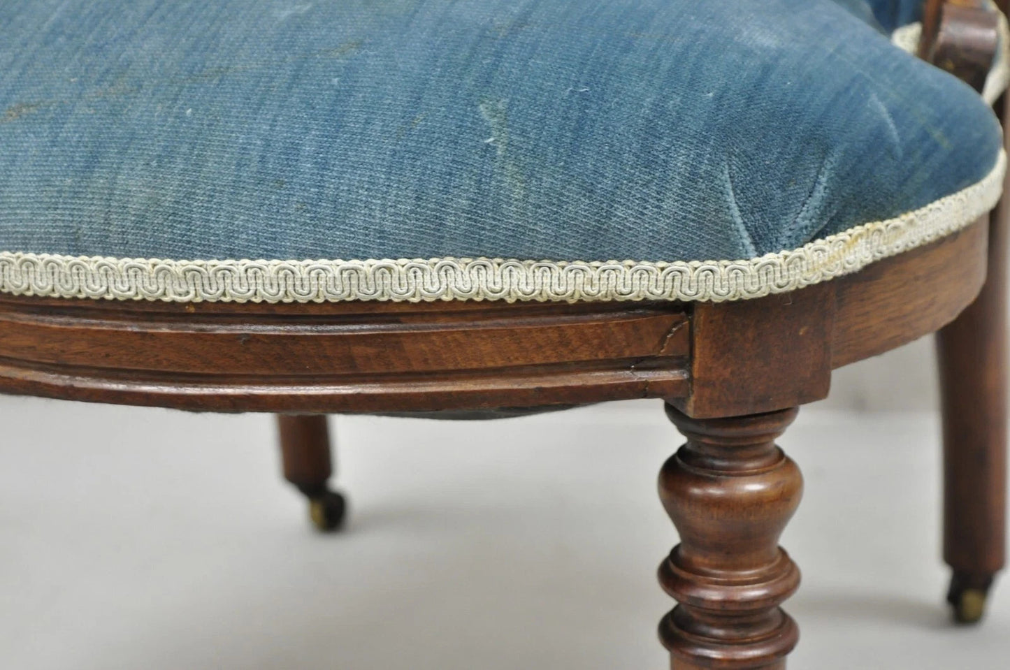 Antique Victorian Walnut Harvest Fruit Carved Slipper Chair attr. J & J W Meeks