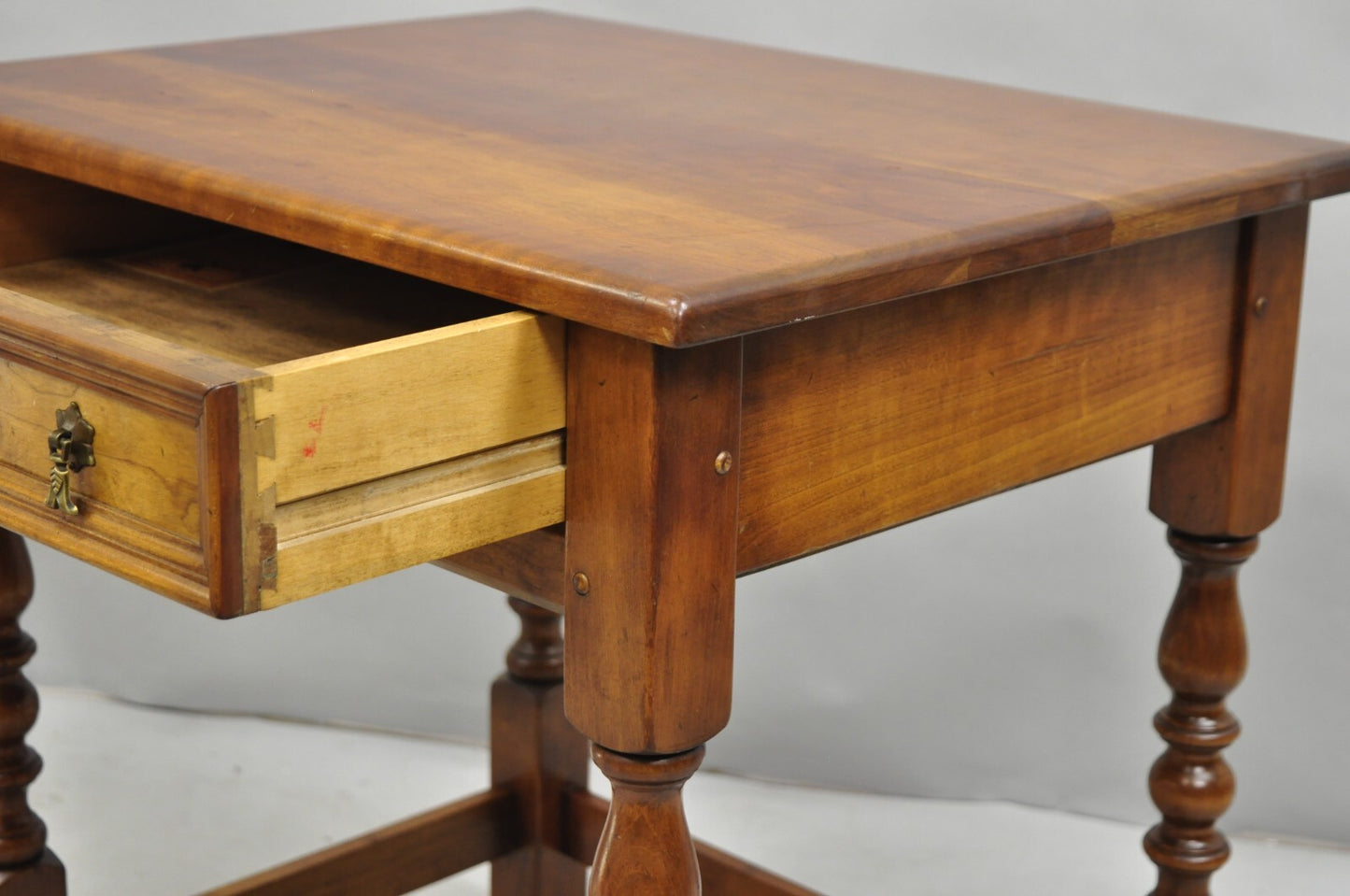 Antique L & J G Leopold Stickley Jacobean Cherry Wood One Drawer End Side Table