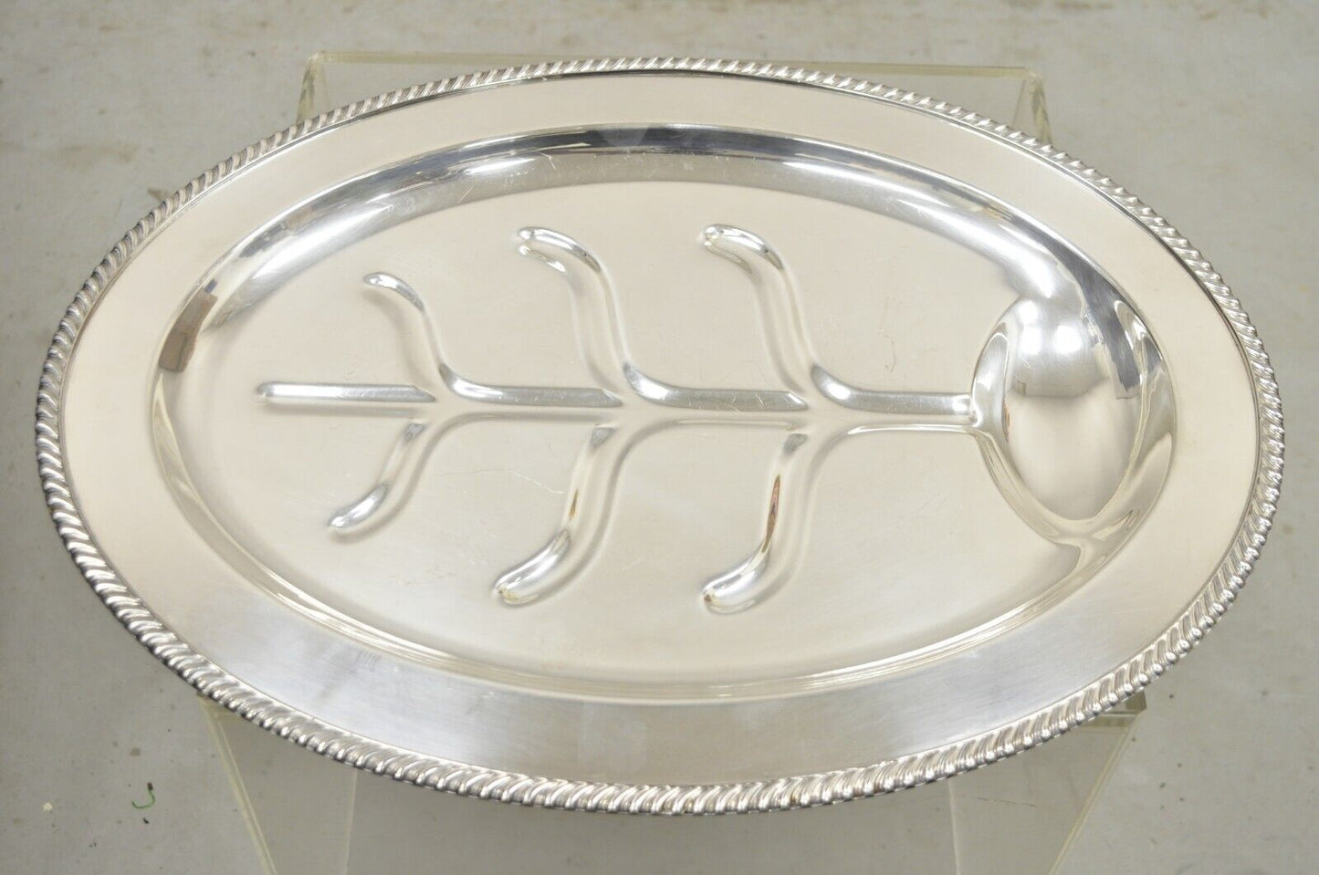 Antique English Regency Silver Plate Oval Meat Cutlery Serving Platter Tray Dish