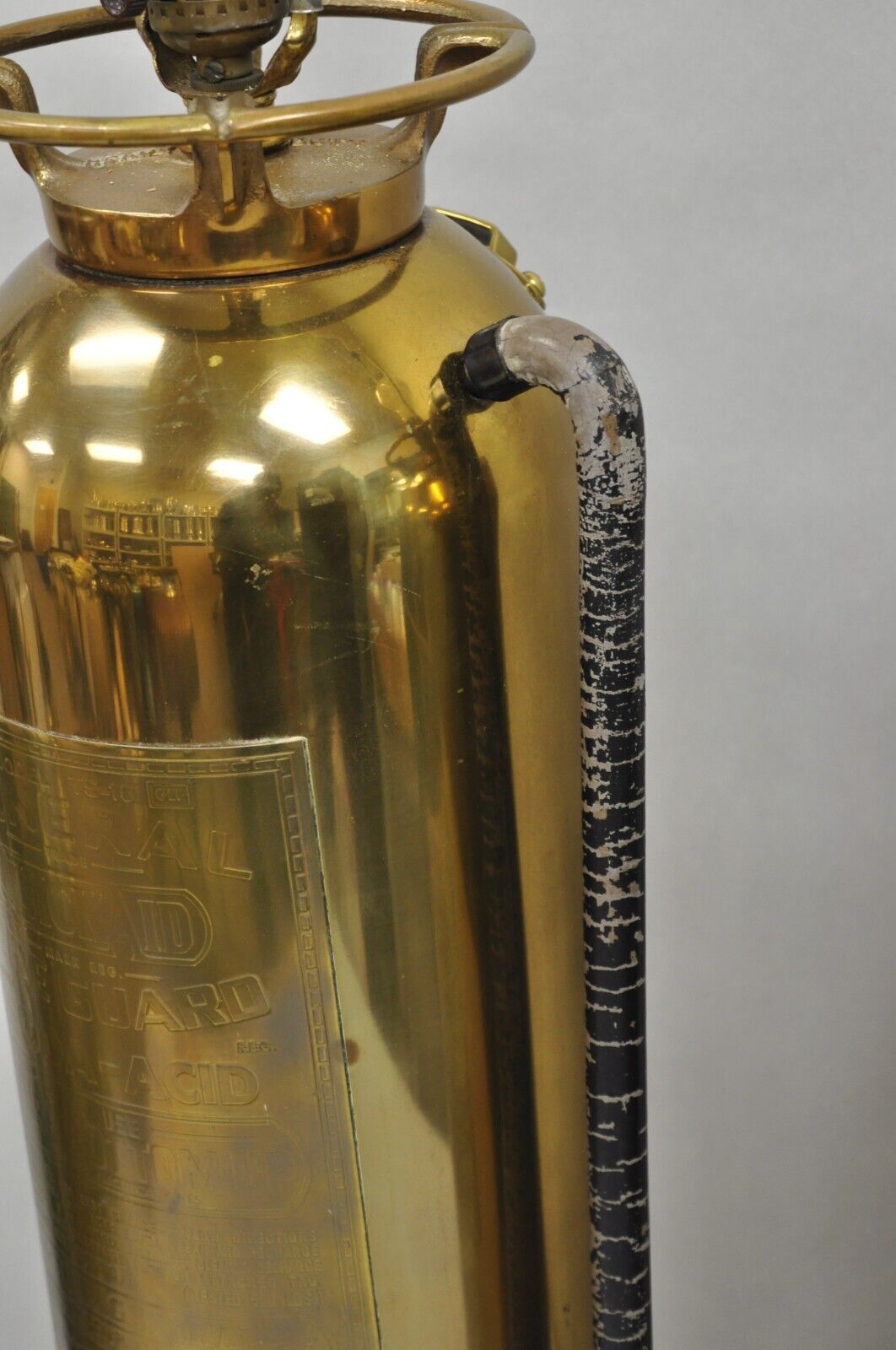 Antique Art Deco Brass Fire Extinguisher Converted Table Lamps - a Pair