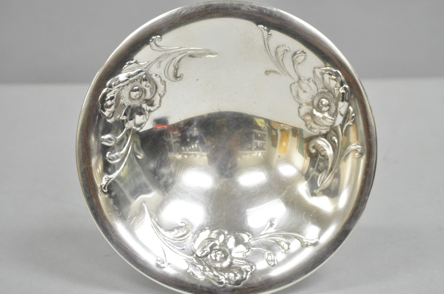 Antique Victorian Floral Repousse WMA Rogers Silver Plated Footed Compote Dish