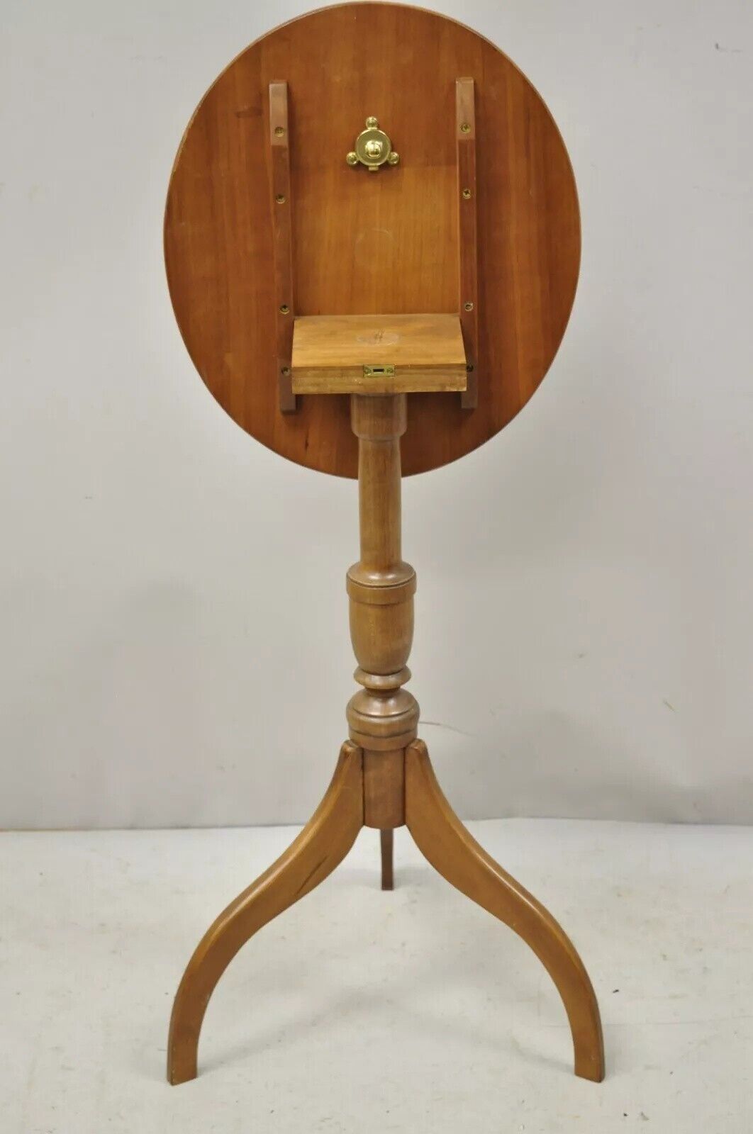 Sheraton Federal Style Solid Cherry Wood Oval Tilt Top Tea Table by Norm Baylis