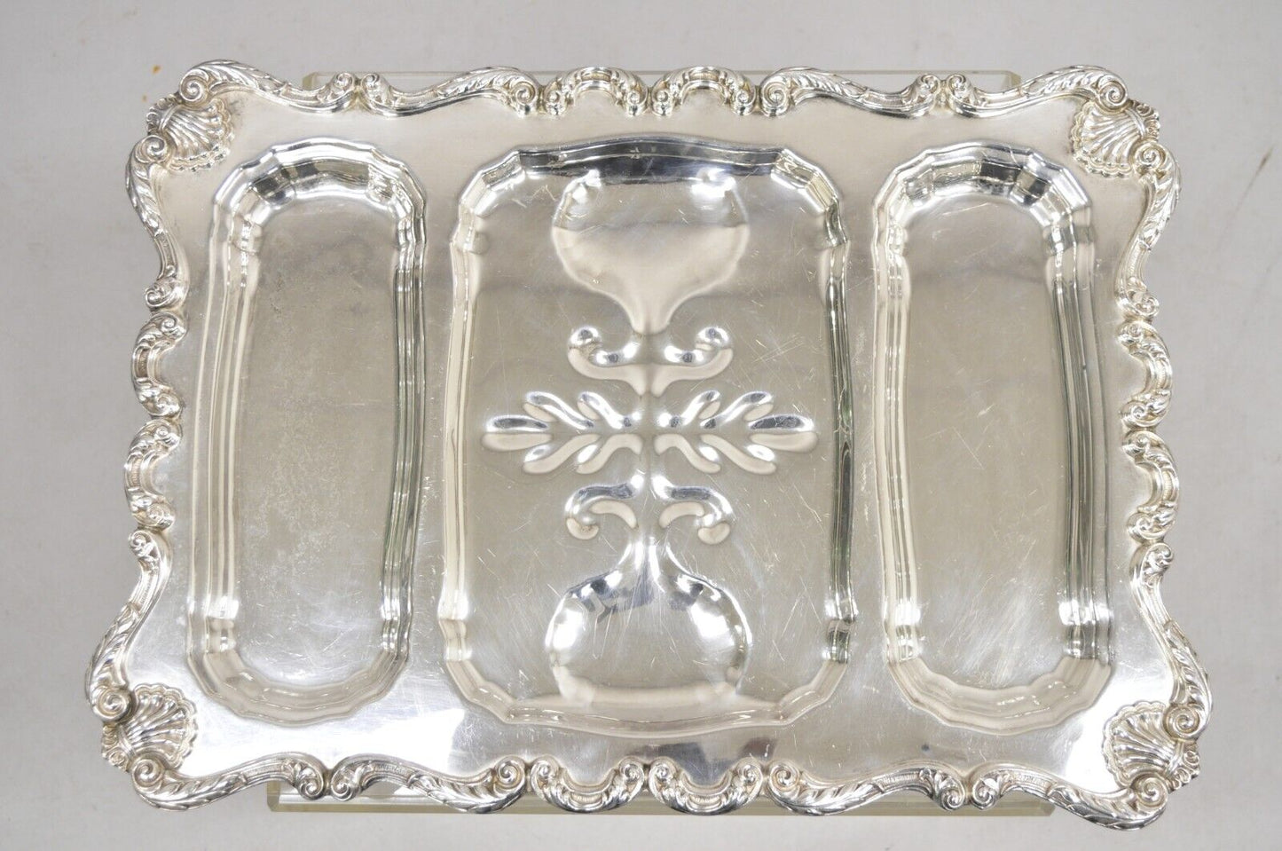 English Silver Mfg Co Victorian Silver Plated Meat Cutlery Serving Platter Tray