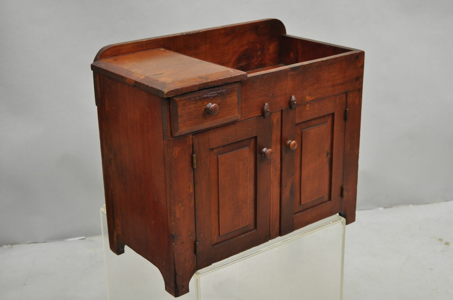 Antique Salesman Sample Primitive Miniature Pine Wood Small Dry Sink Washstand