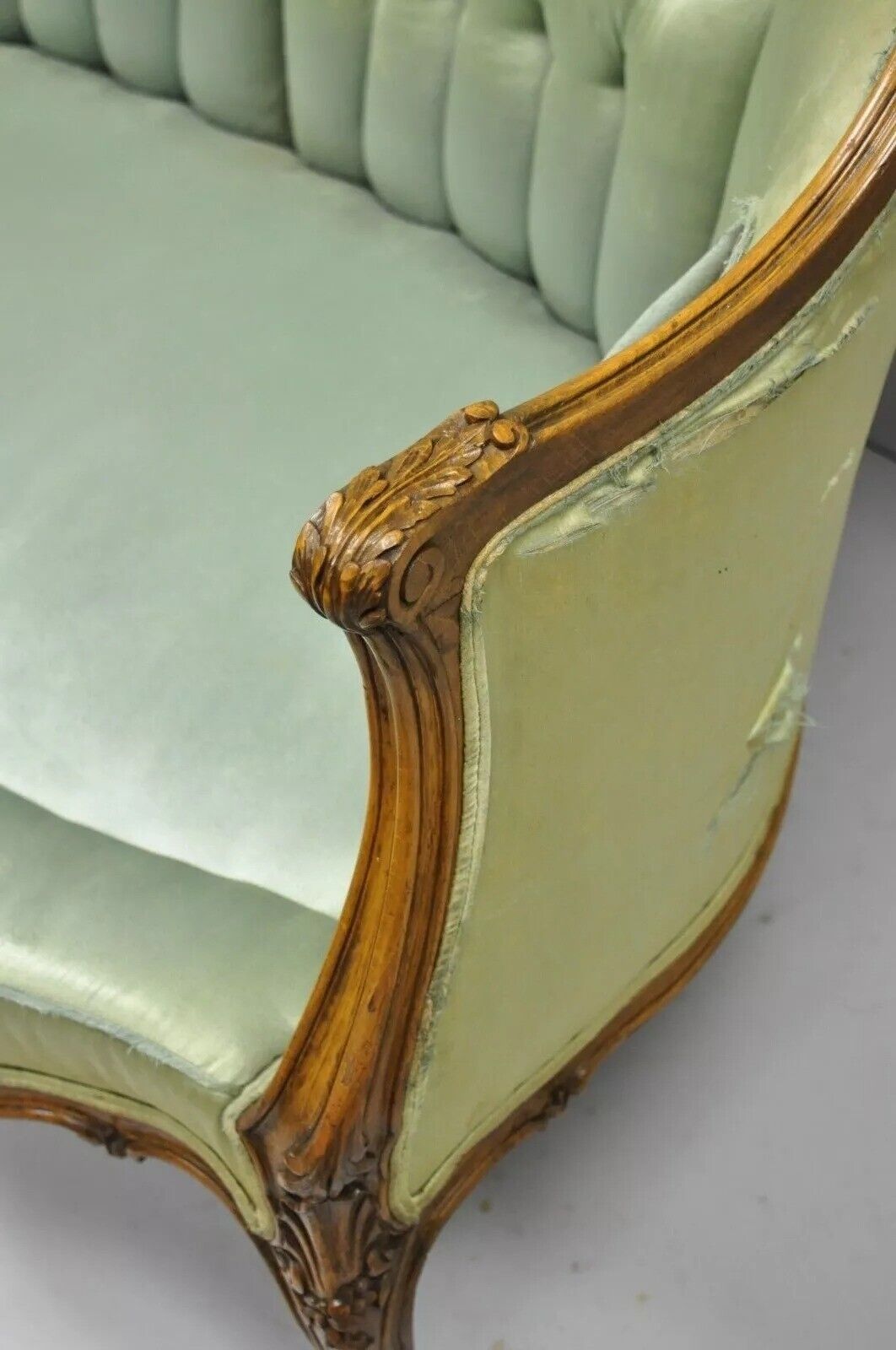Antique French Louis XV Style Carved Walnut Double Hump Back Settee Loveseat