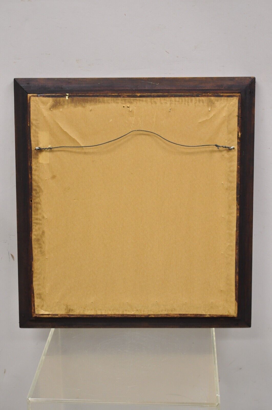 Antique Victorian Aesthetic Deep Shadow Box Mahogany Frame Wall Mirror 24 x 22.5