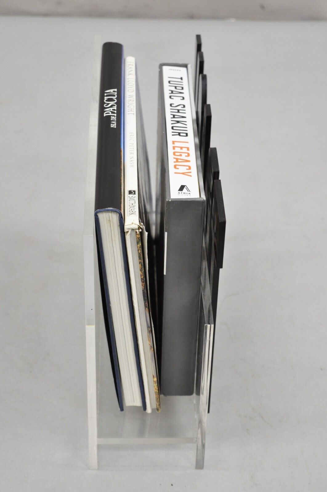 Vintage Mid Century Modern Pop Art "Trash" Lucite Acrylic Magazine Rack Stand