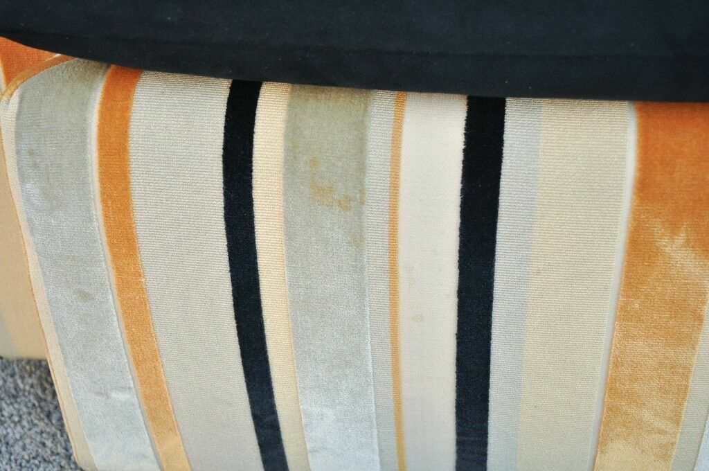 Large Hollywood Regency Modern Striped Upholstered Lounge Club Movie Arm Chair
