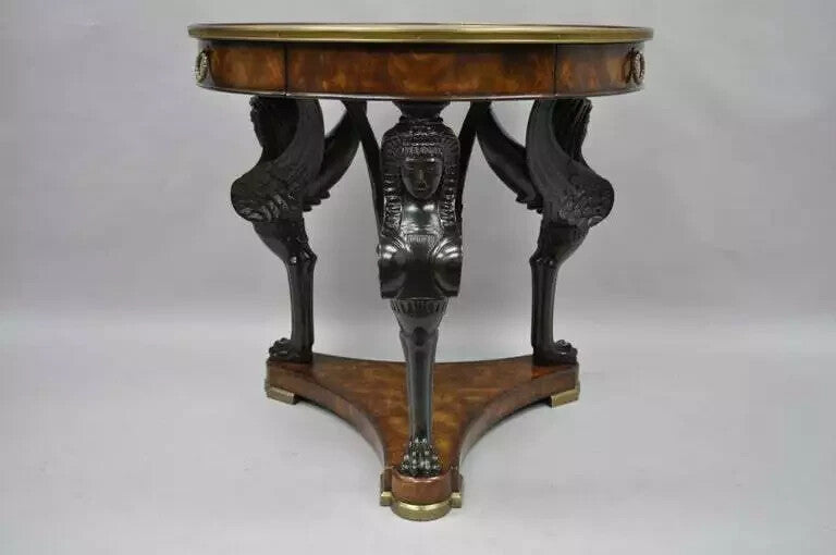 Theodore Alexander Replica Sphinx Monopodiae Round Egyptian Revival Center Table
