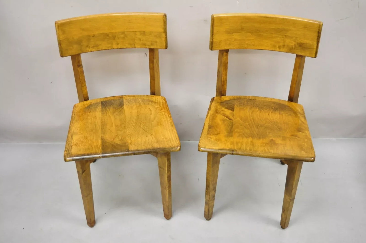 Vintage Gunlocke Mid Century Modern Maple Wood Side Chairs - a Pair