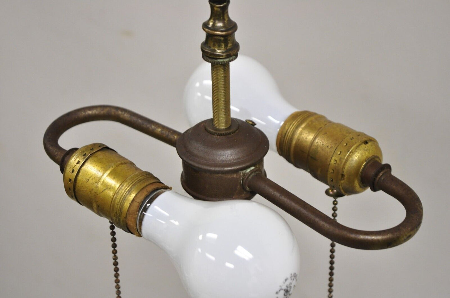 Vintage Chinoiserie Oriental Blue & White Brass & Porcelain Egg Table Lamp
