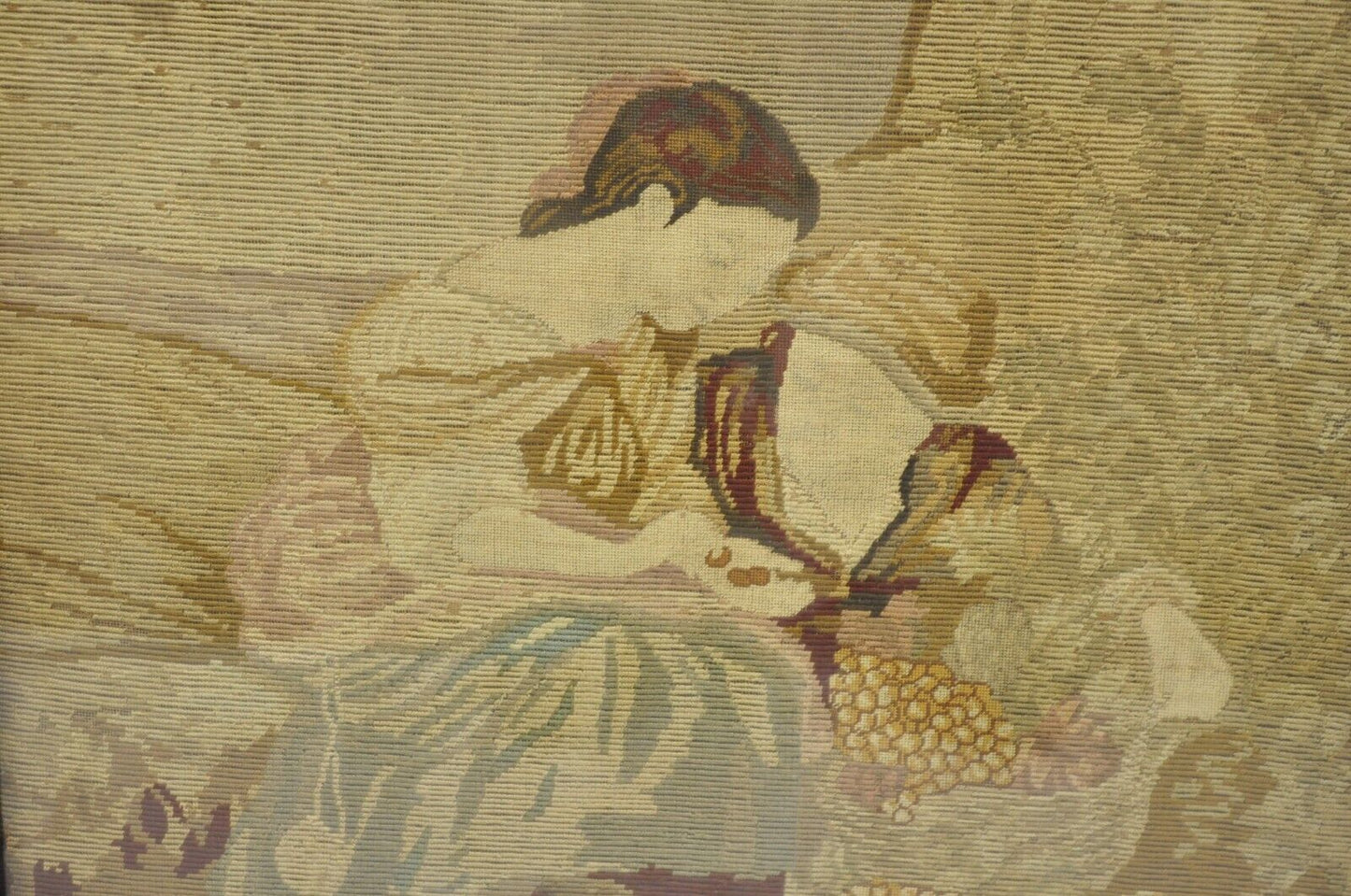 Antique French Victorian Carved Walnut and Needlepoint Fireplace Screen