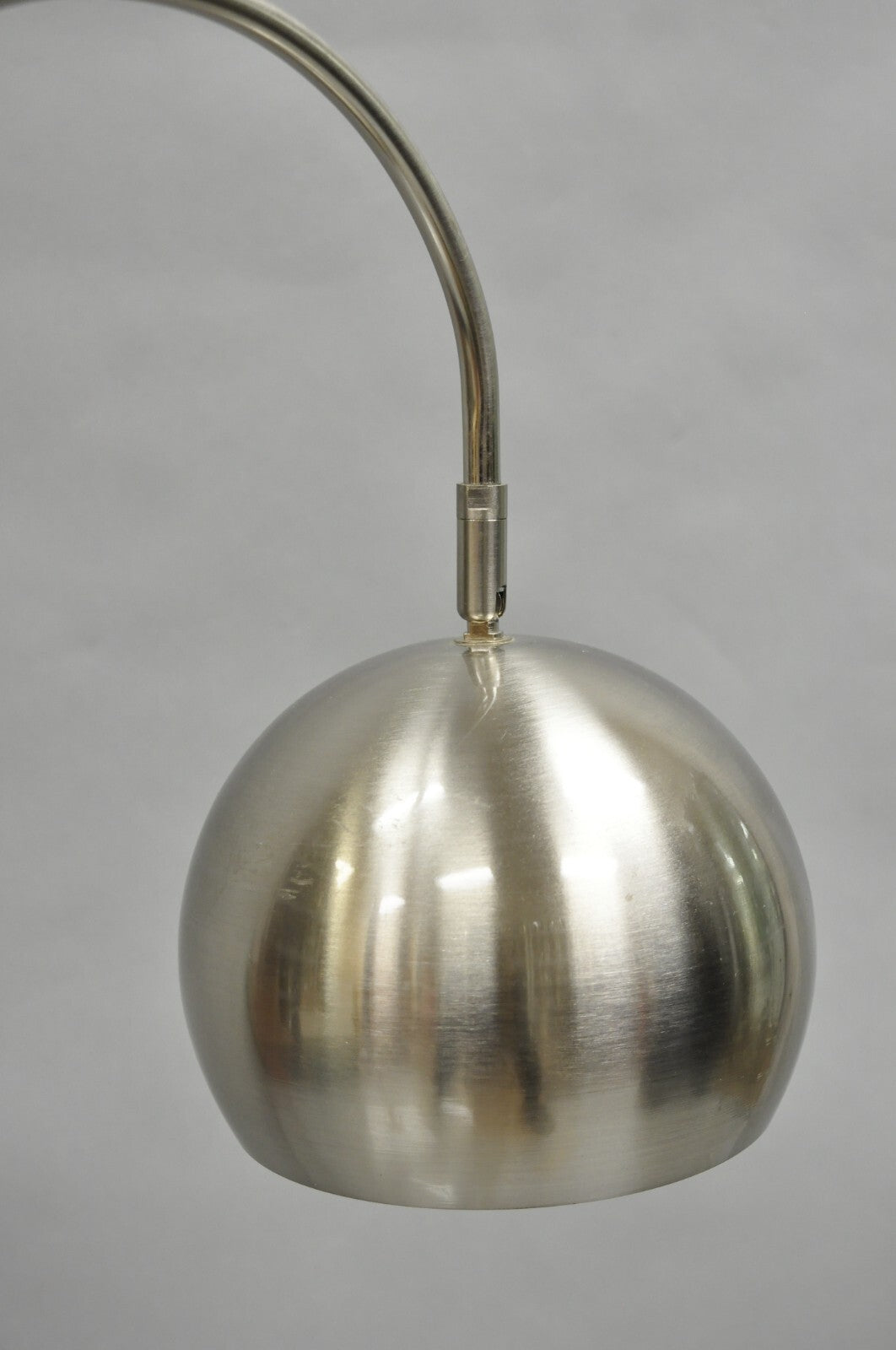 Contemporary Modern Satin Nickel Chrome Arc White Marble Base Desk Table Lamp