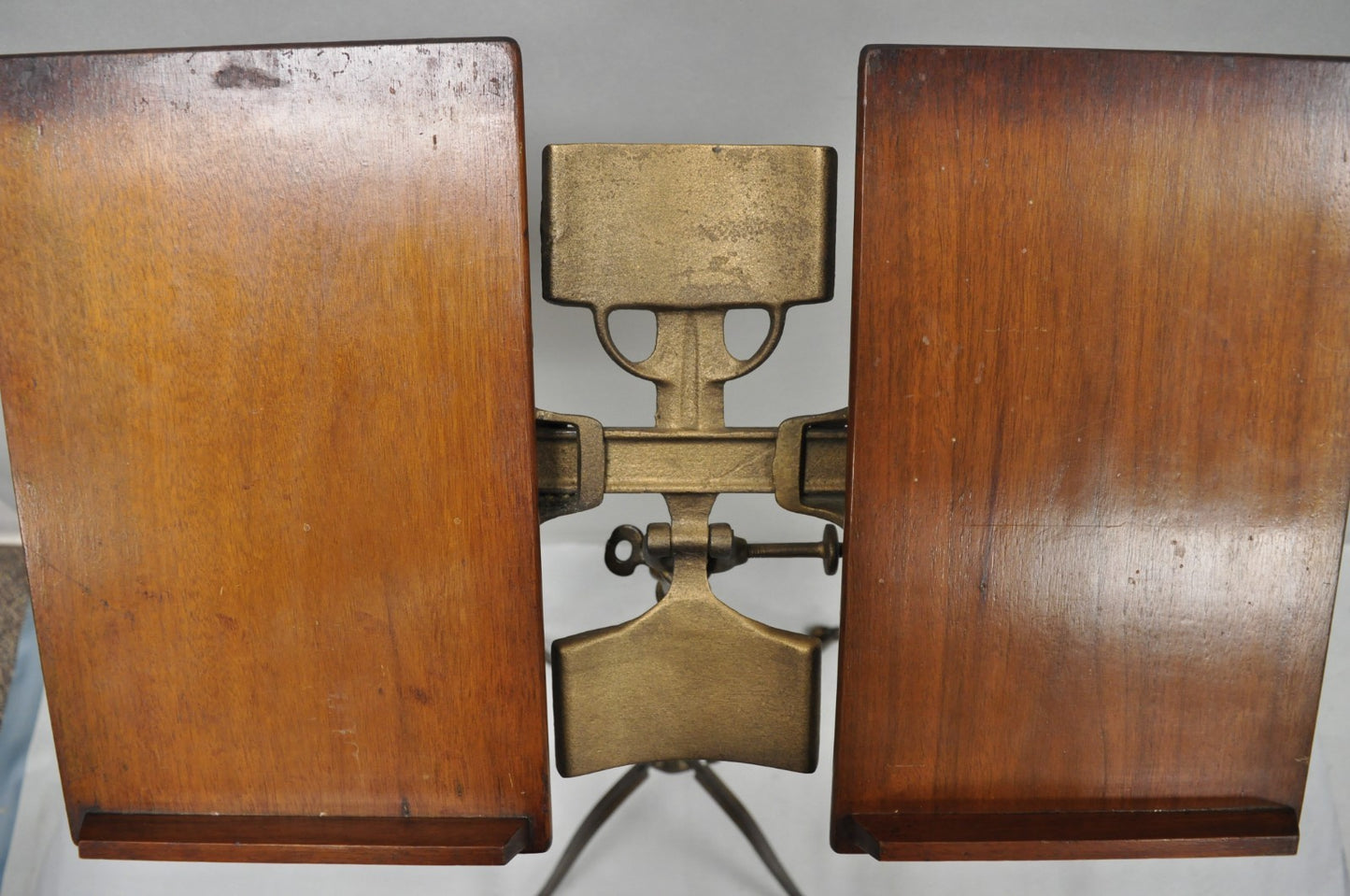 Antique R.M. Lambie Victorian Walnut & Cast Iron Bible Book Stand Lectern