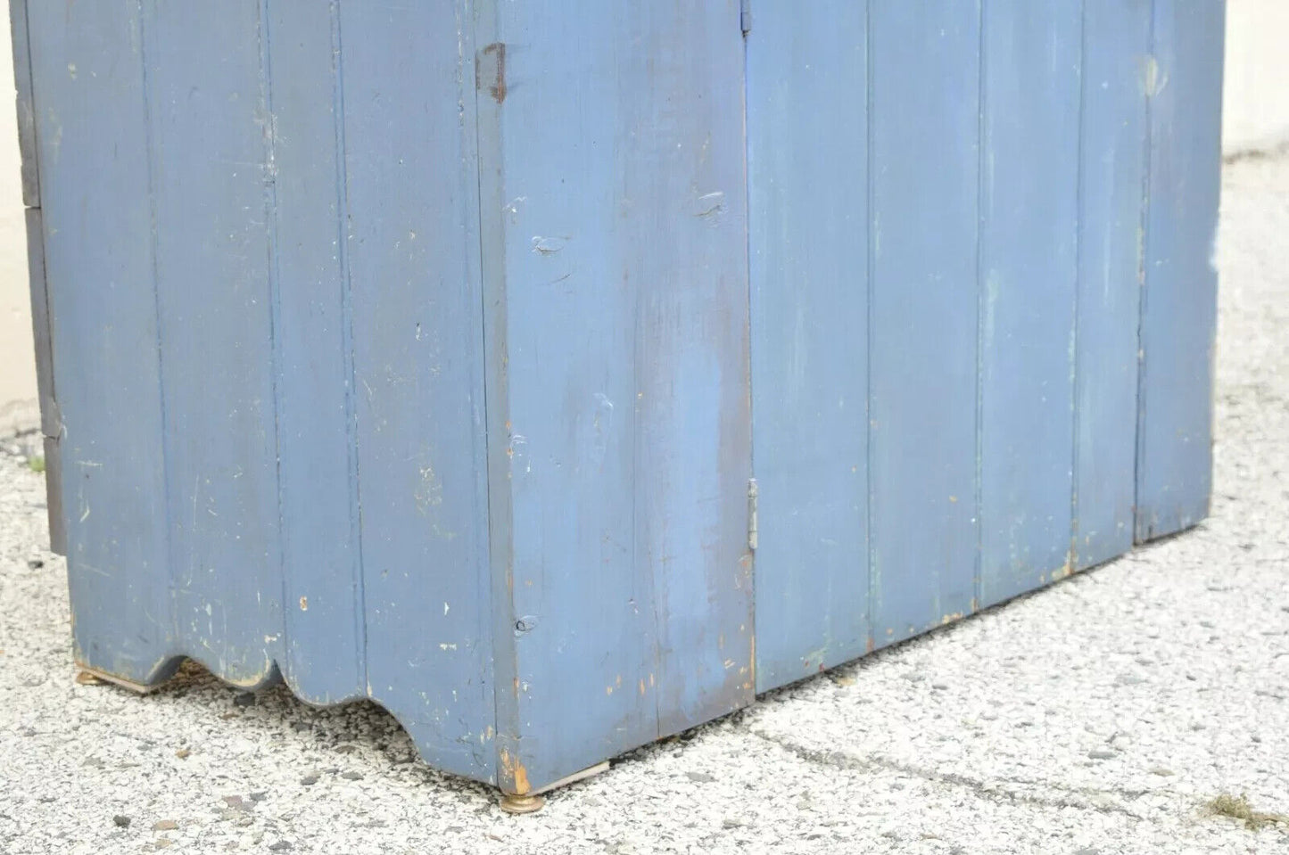 Antique Primitive Blue Distress Painted Cupboard Cabinet Vanity Cast Iron Sink
