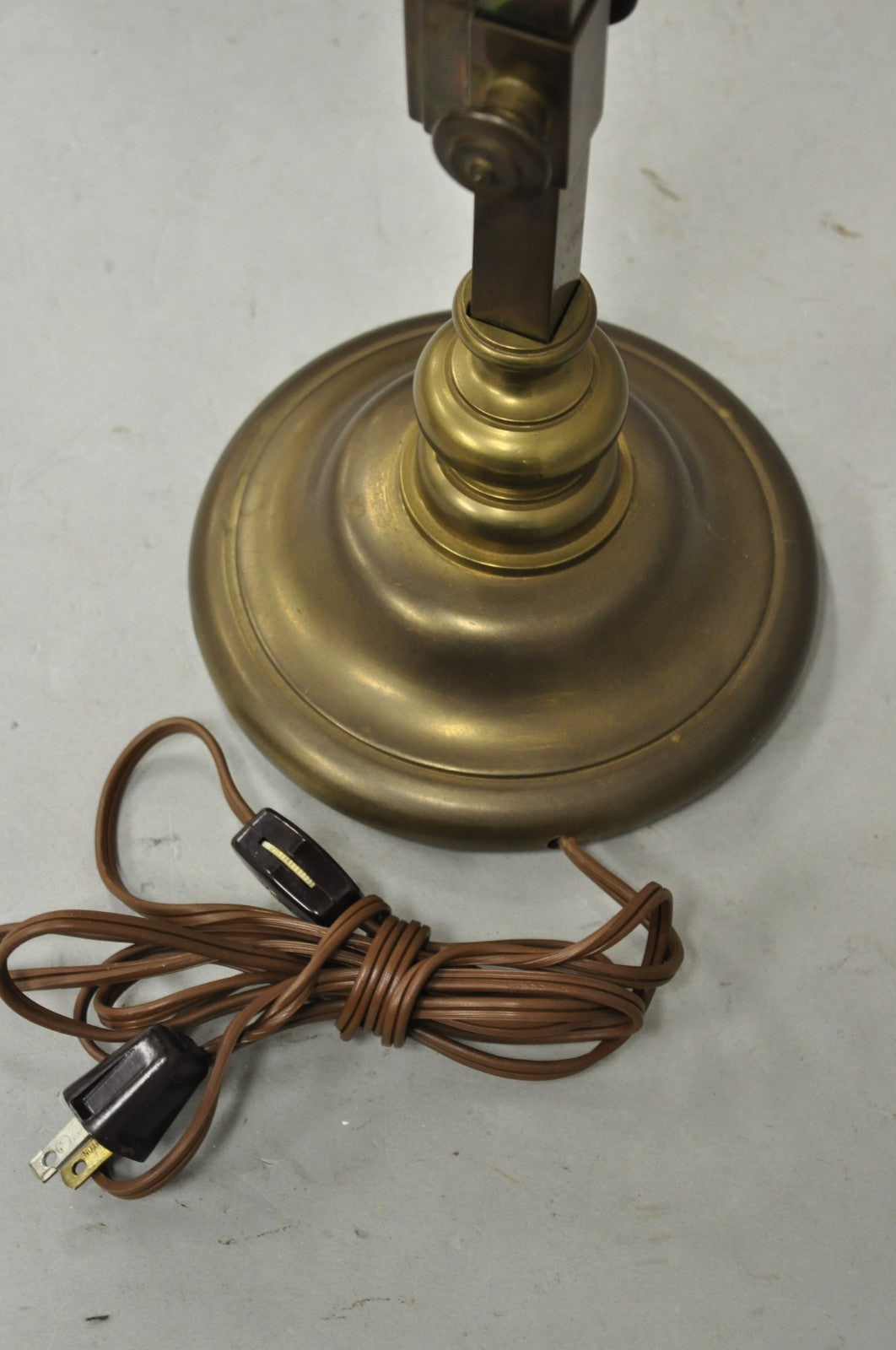 Vintage Chapman French Country Patinated Brass Branch Candlestick Desk Lamp