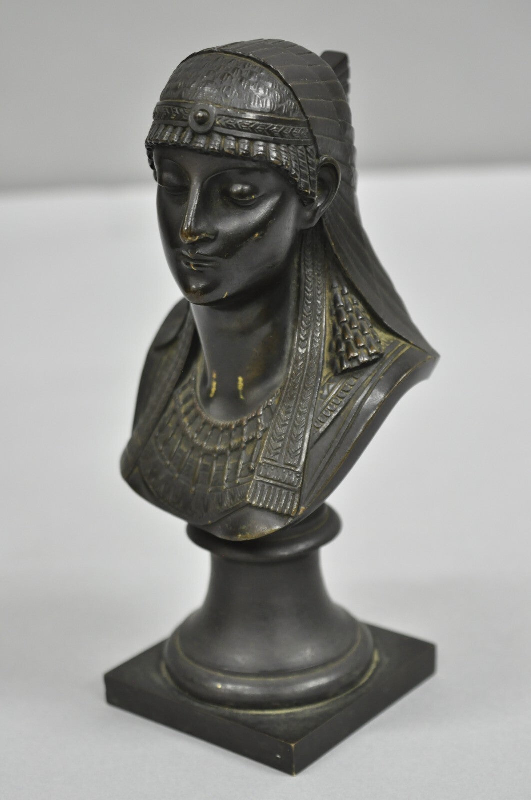 Antique Egyptian Revival Small 7" Bronze Grand Tour Bust of a Pharaoh