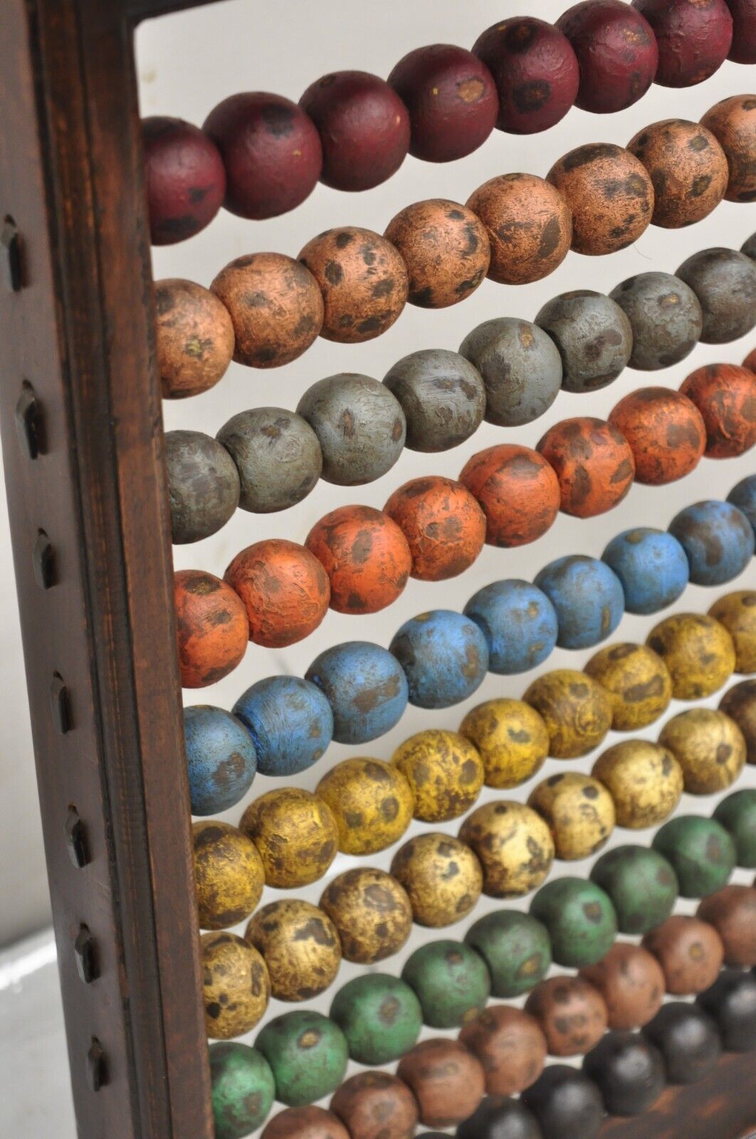Large Vintage Mongolian Wooden Math Abacus with Painted Wooden Balls