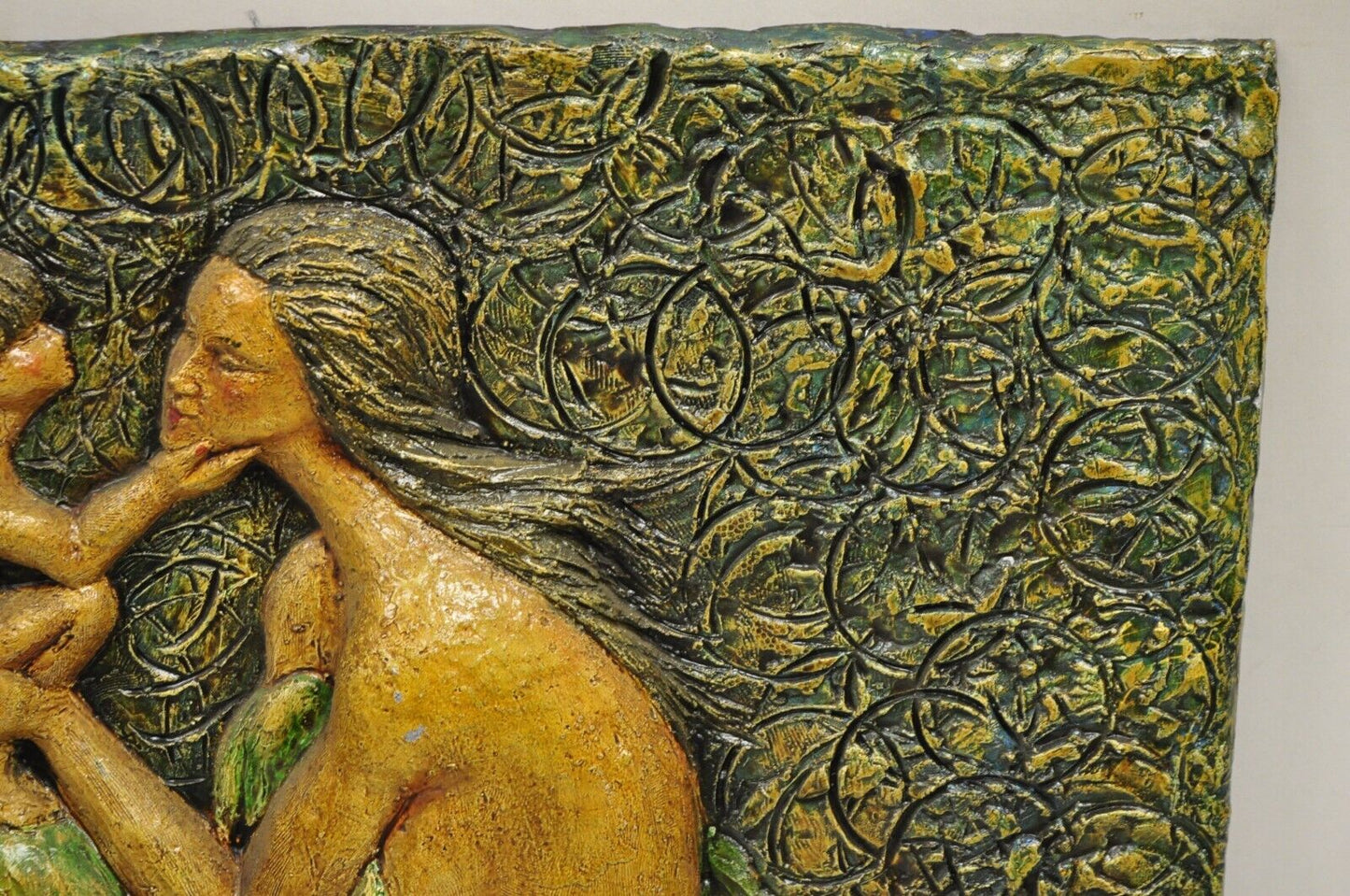 Mid Century Modern 3D Fiberglass Relief Mother & Child Nude Wall Art Sculpture