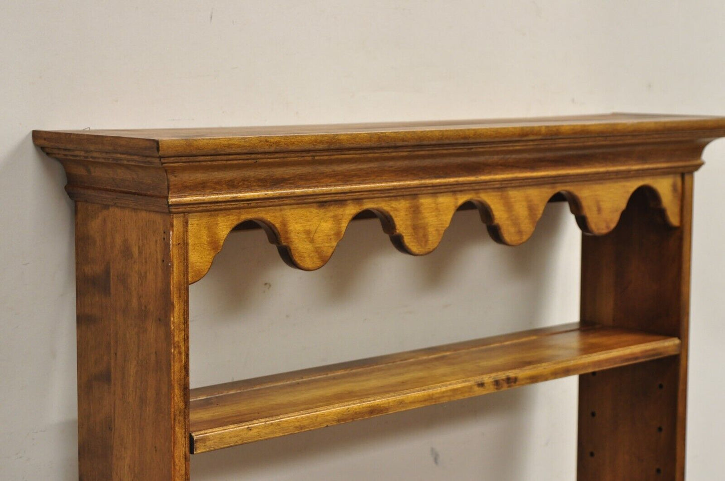 Vintage Ethan Allen Country French Wall Hanging Maple Wood Plate Rack Shelf