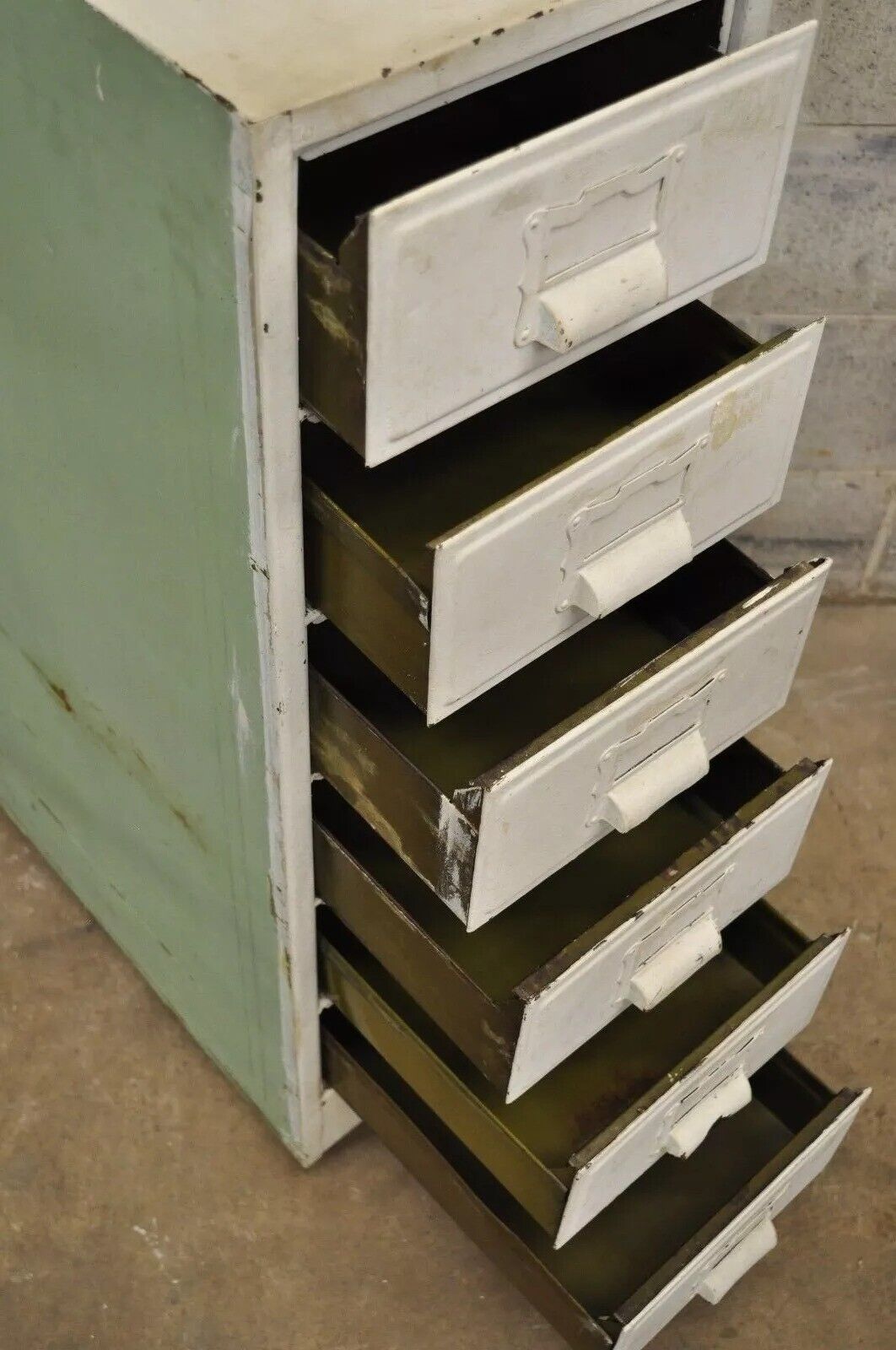 Vintage Industrial Rolling Steel Metal Deep File Cabinet Banker Letter Storage A