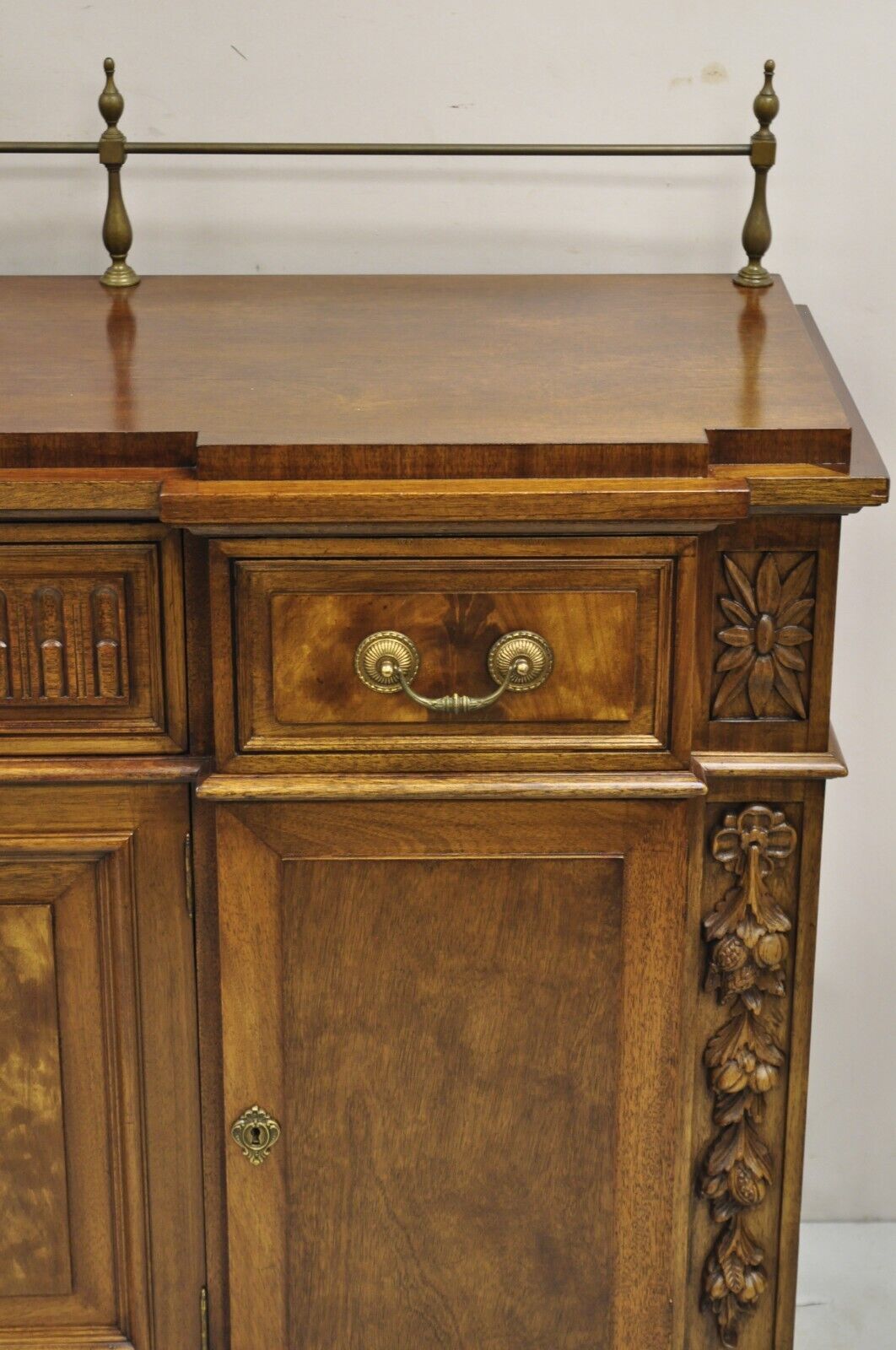 Karges French Neoclassical Style Mahogany Buffet Sideboard w/ Brass Urn Gallery