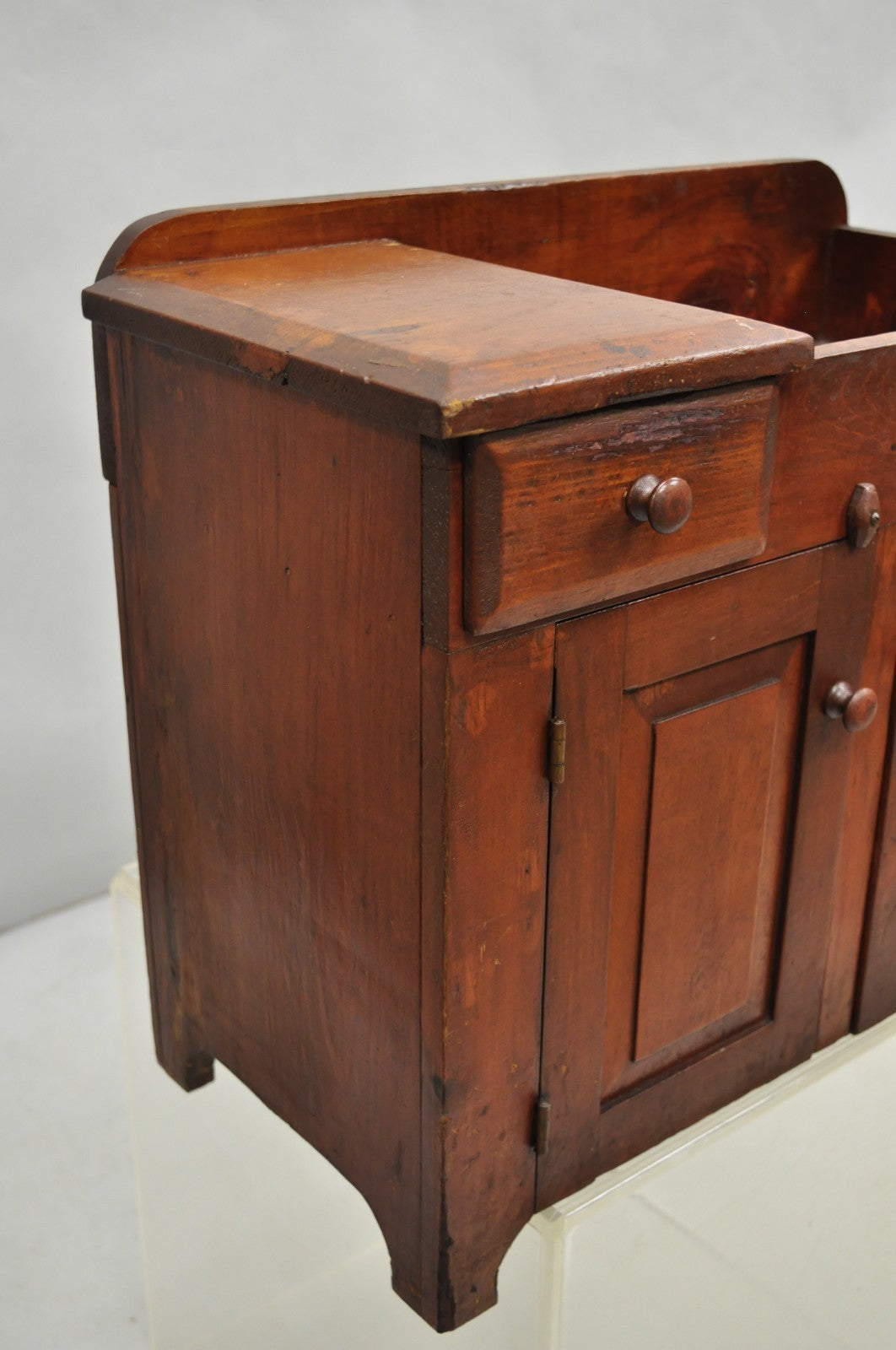 Antique Salesman Sample Primitive Miniature Pine Wood Small Dry Sink Washstand