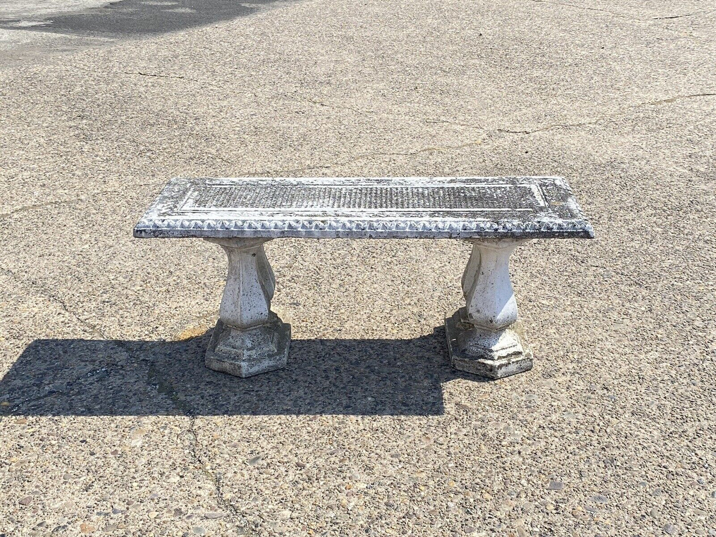 Vintage Classical Concrete Cement Double Baluster Pedestal Outdoor Garden Bench