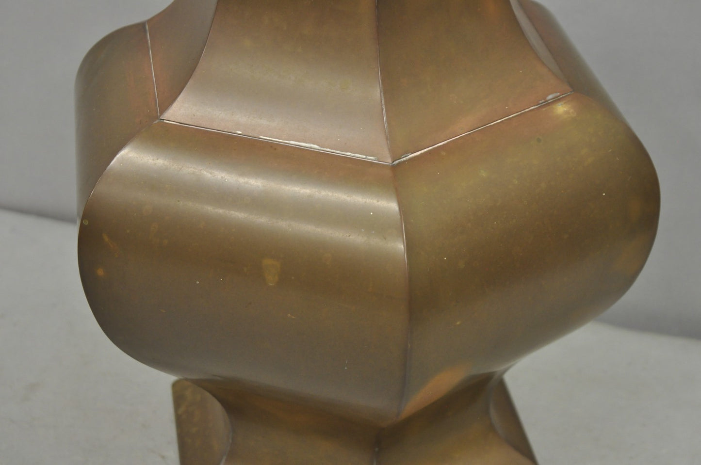Vintage Chinoiserie Patinated Copper Hexagonal Oriental Ginger Jar Table Lamp