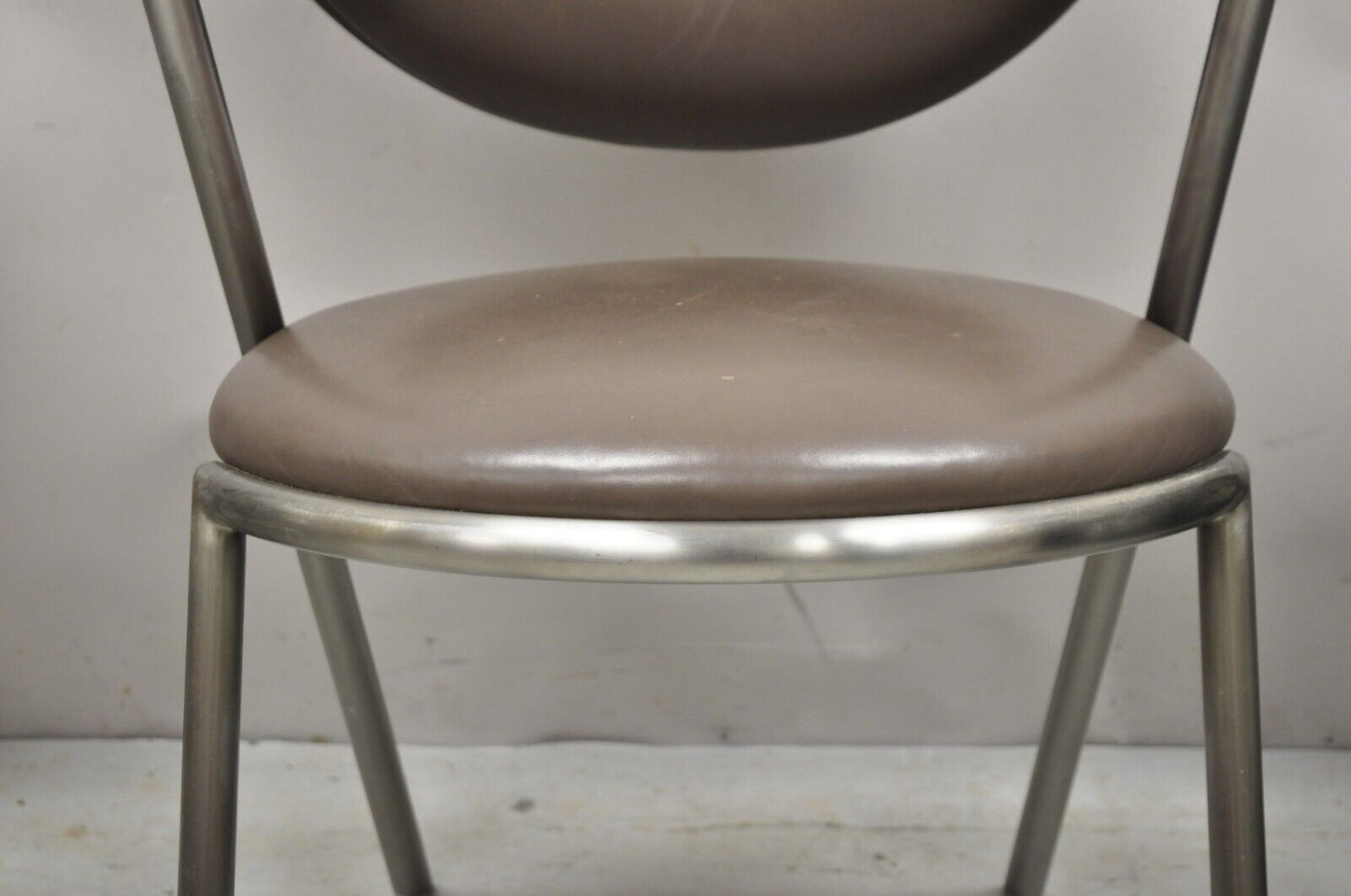 Vintage Brueton Mid Century Modern Tubular Steel Cat Eye Chairs - a Pair