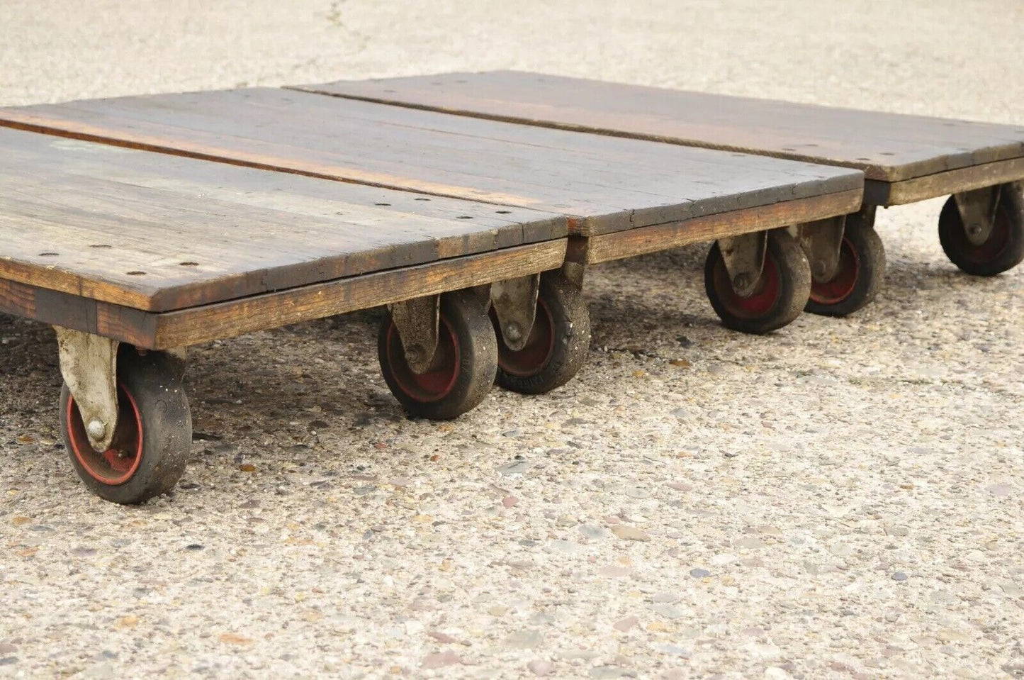 Vintage Fairbanks American Industrial Wood & Iron Factory Work Cart Coffee Table