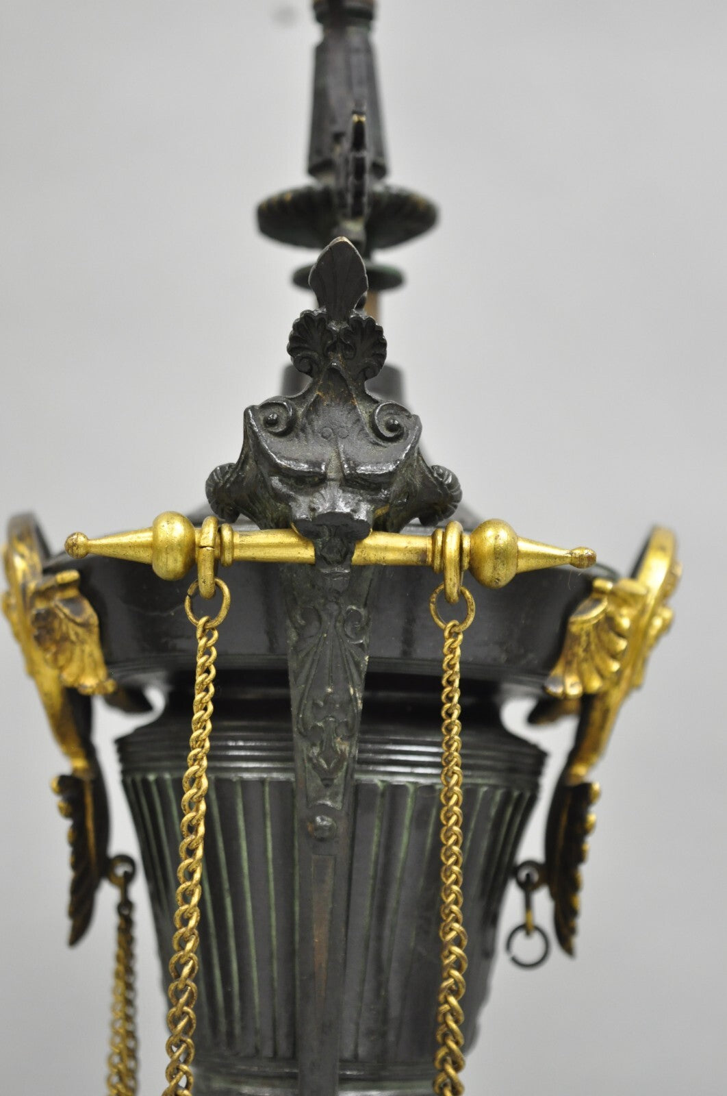 Antique French Empire Neoclassical Bronze & Marble Small Figural Table Lamp