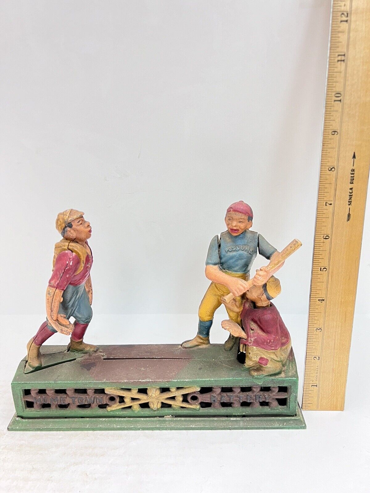 Vintage Cast Iron Book Of Knowledge Hometown Batter Coin Piggy Bank