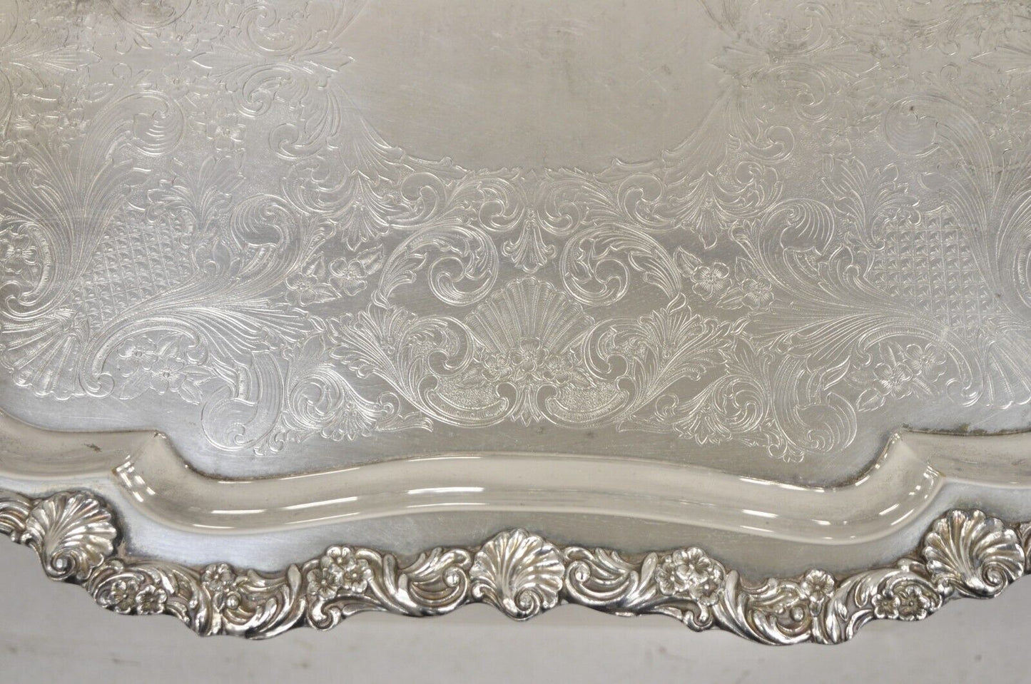 Vintage Loveland Rose Victorian Silver Plated Twin Handle Serving Platter Tray
