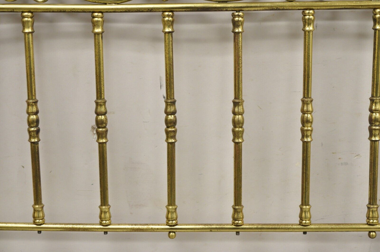 Vintage Victorian Style Brass Scrolling "Shaking Hands" King Size Bed Headboard