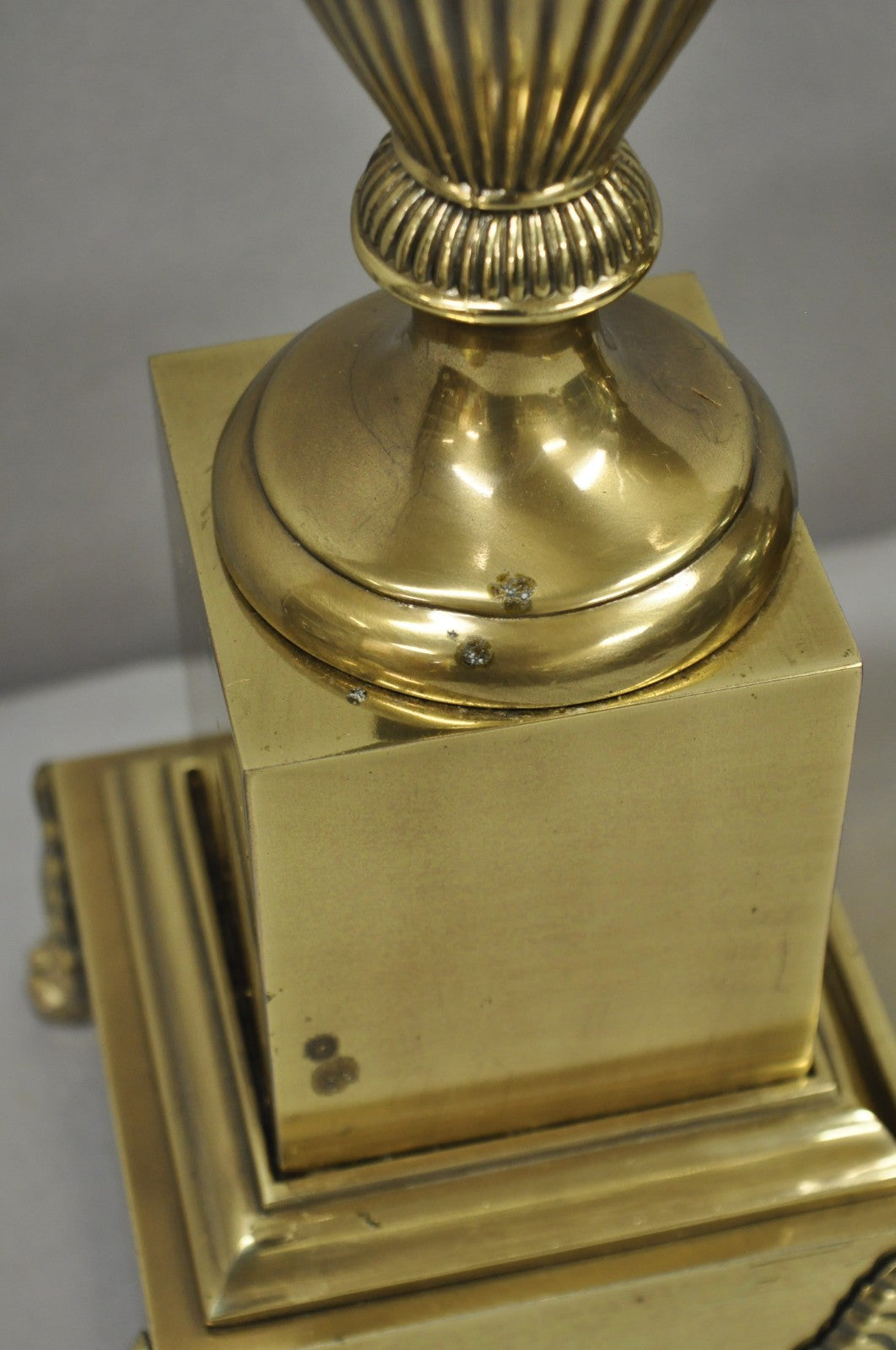 Vintage French Empire Neoclassical Brass Urn Form Table Lamps by Tyndale - Pair